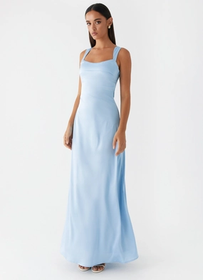 Odette Satin Maxi Dress - Blue Clean Comfort Relax Mode