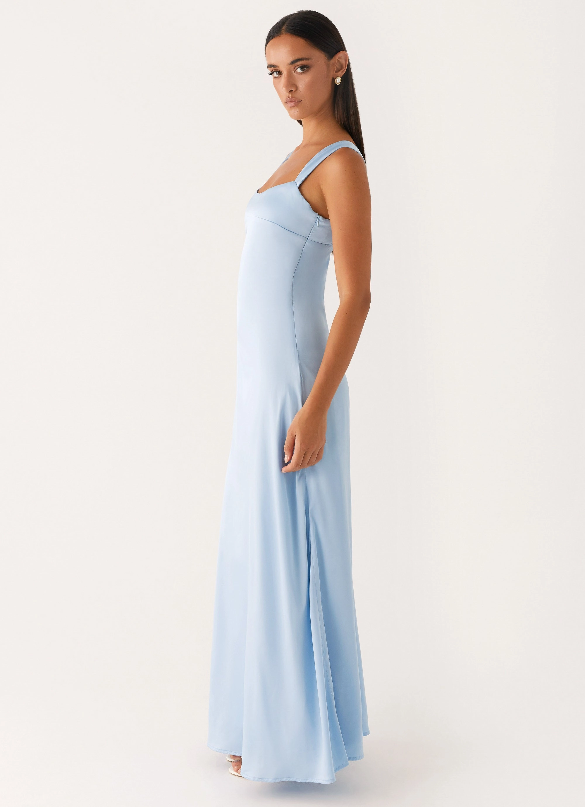 Odette Satin Maxi Dress - Blue Sleek Appearance