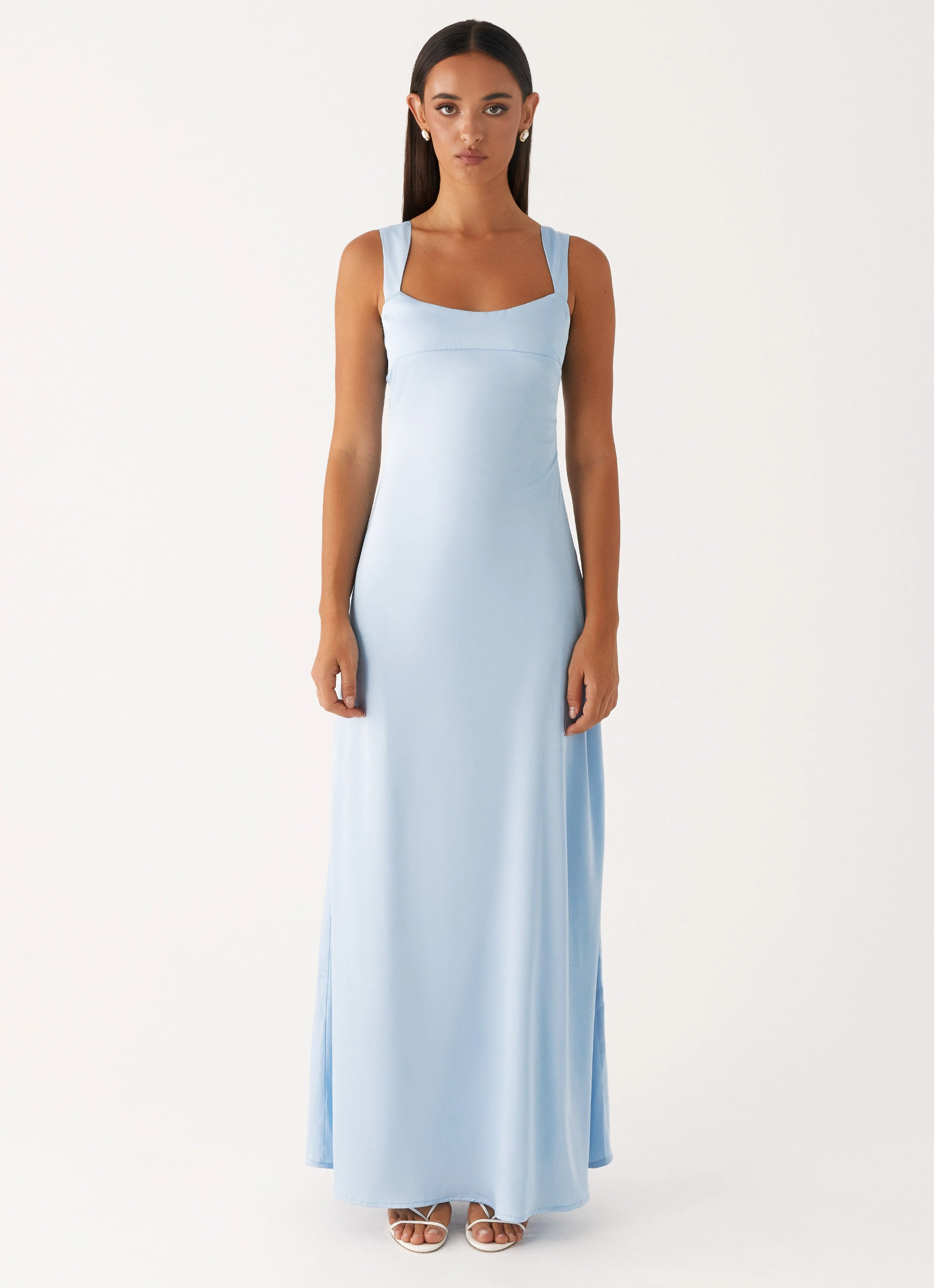 Odette Satin Maxi Dress - Blue Minimal Comfort