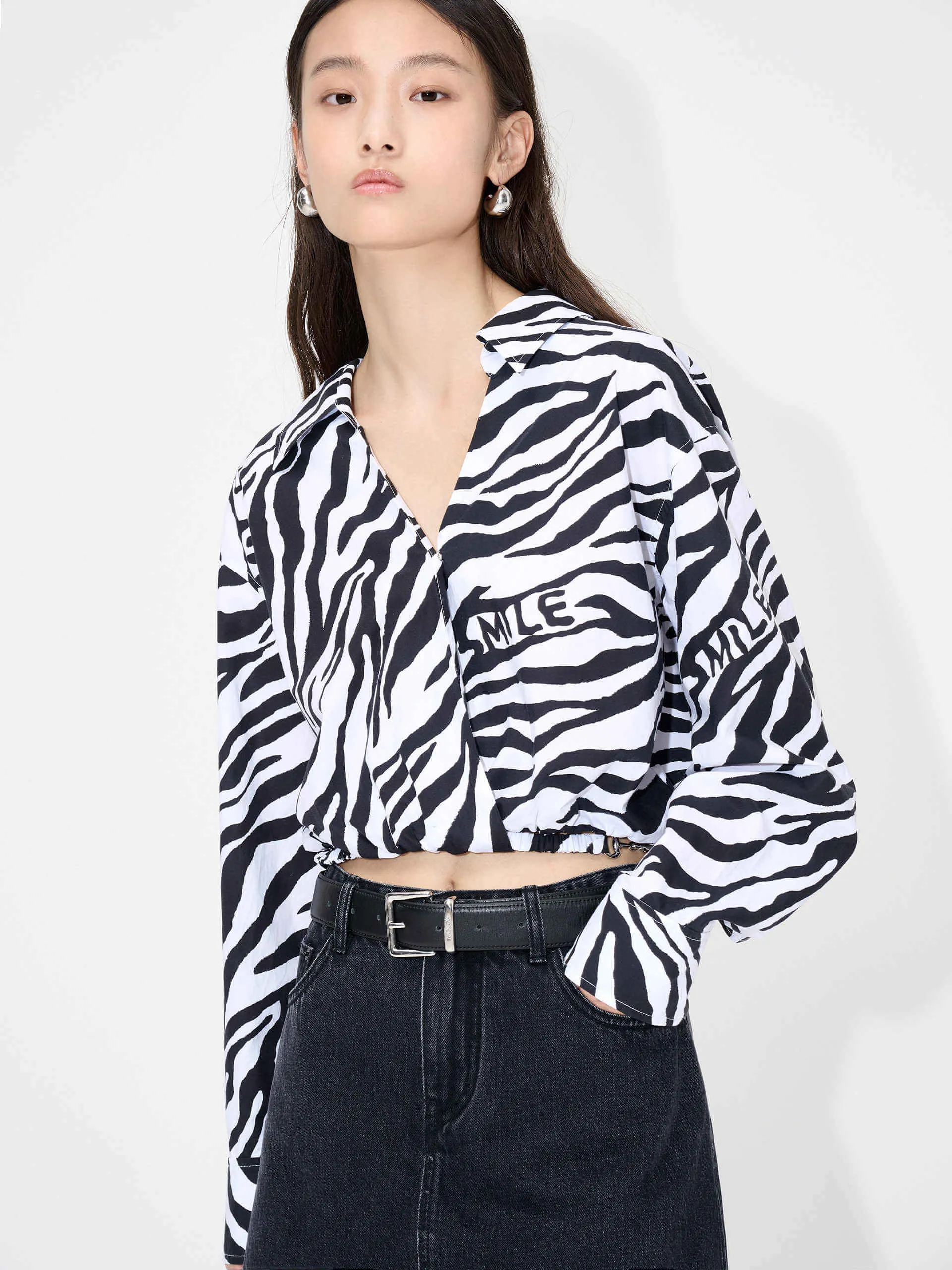 Smart Appearance Water Repellent Finish Animal Print Cotton Top