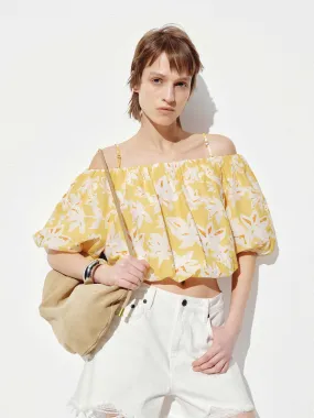 Off-shoulder Flower Print Top Weekend Outfit