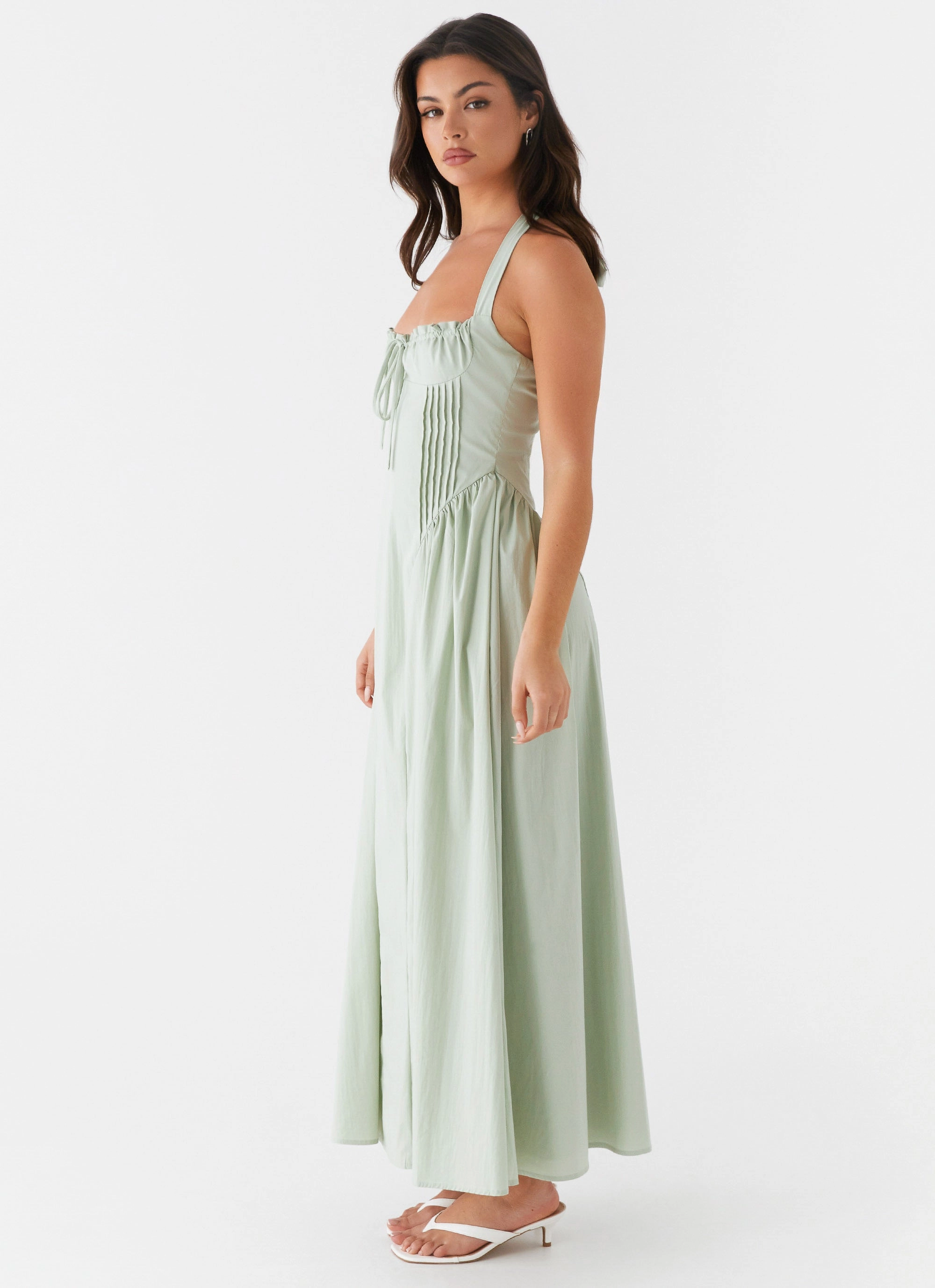 Travel Friendly Olenna Halterneck Midi Dress - Sage