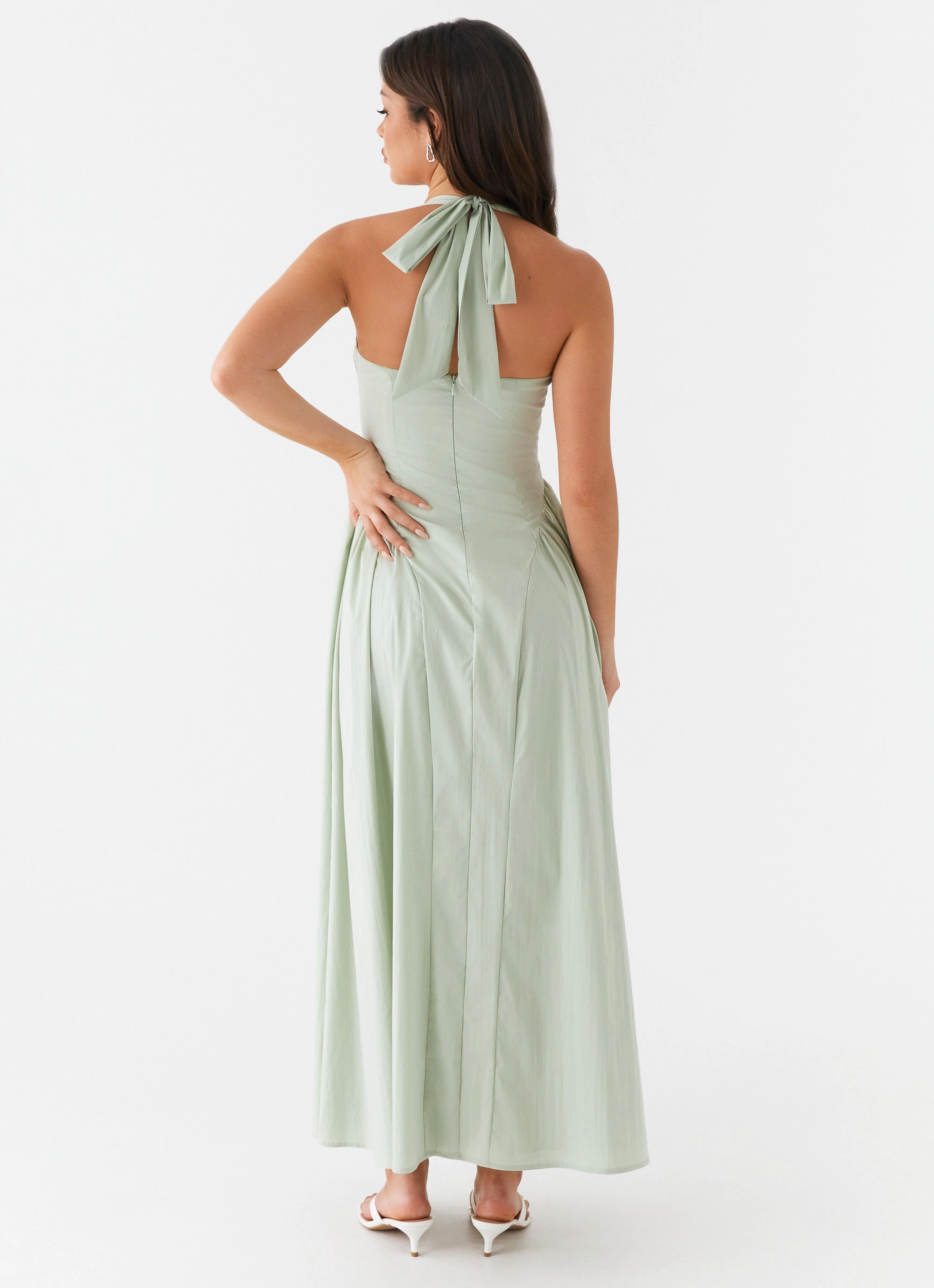 Dew Glow Olenna Halterneck Midi Dress - Sage