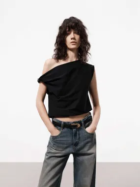 One Shoulder Cotton Top Advanced Moisture Management