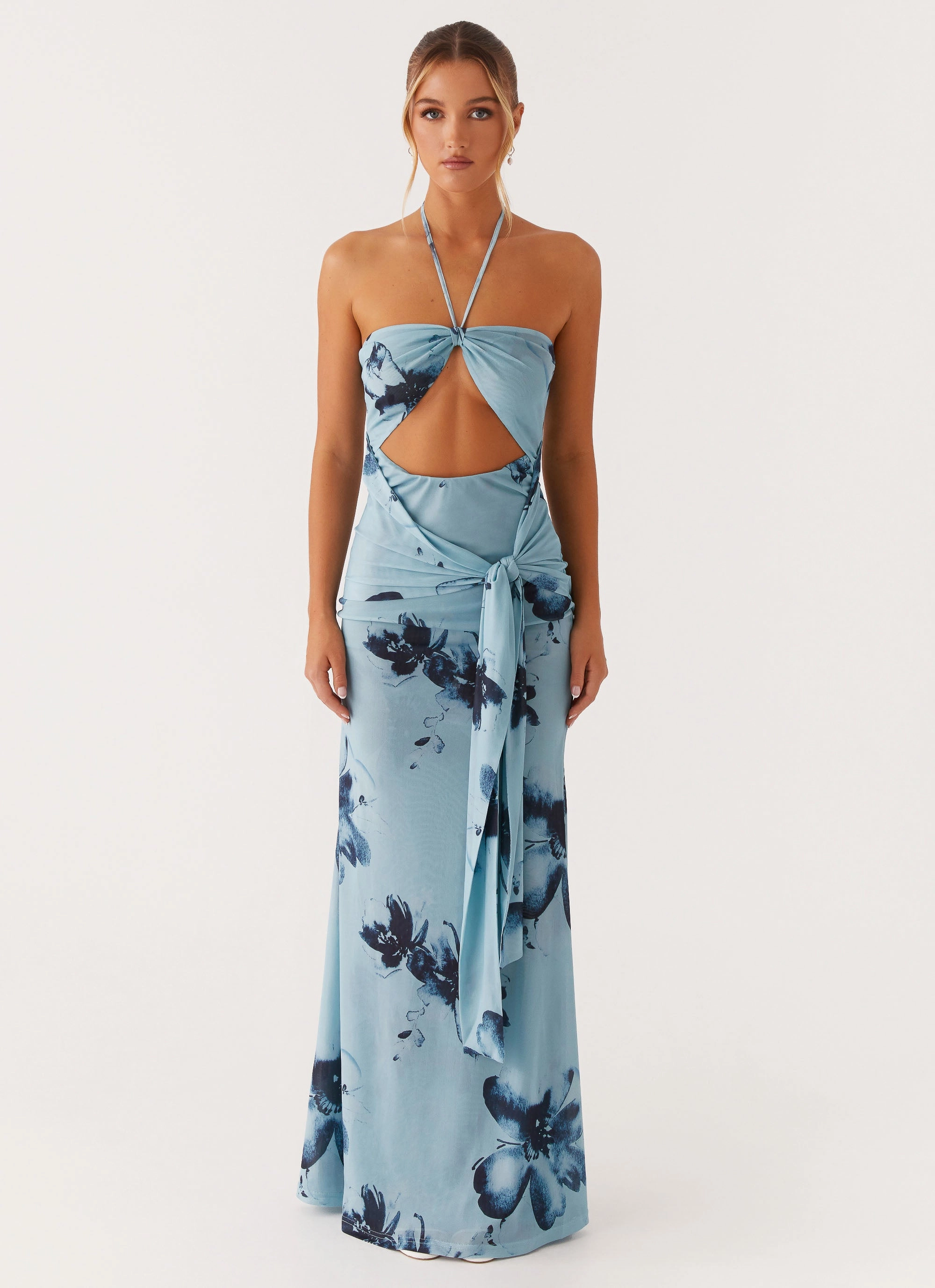 Casual Chic Wear Antonia Maxi Dress - Black Blue Floral