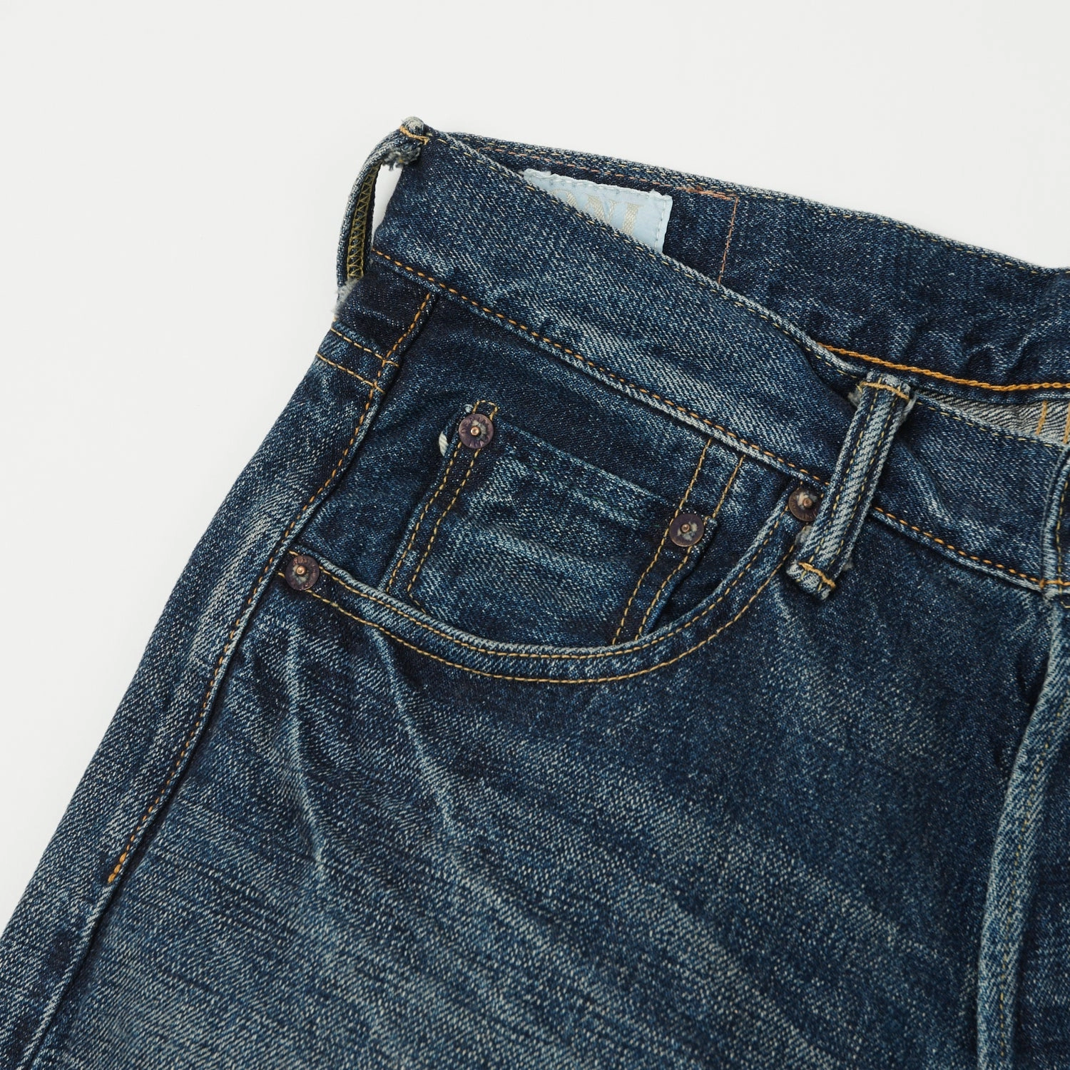 ONI Denim 540 Low Tension 15oz Slim Tapered Jean - 18 Month Used Light Wash Relaxed Cut Textured Vibrant