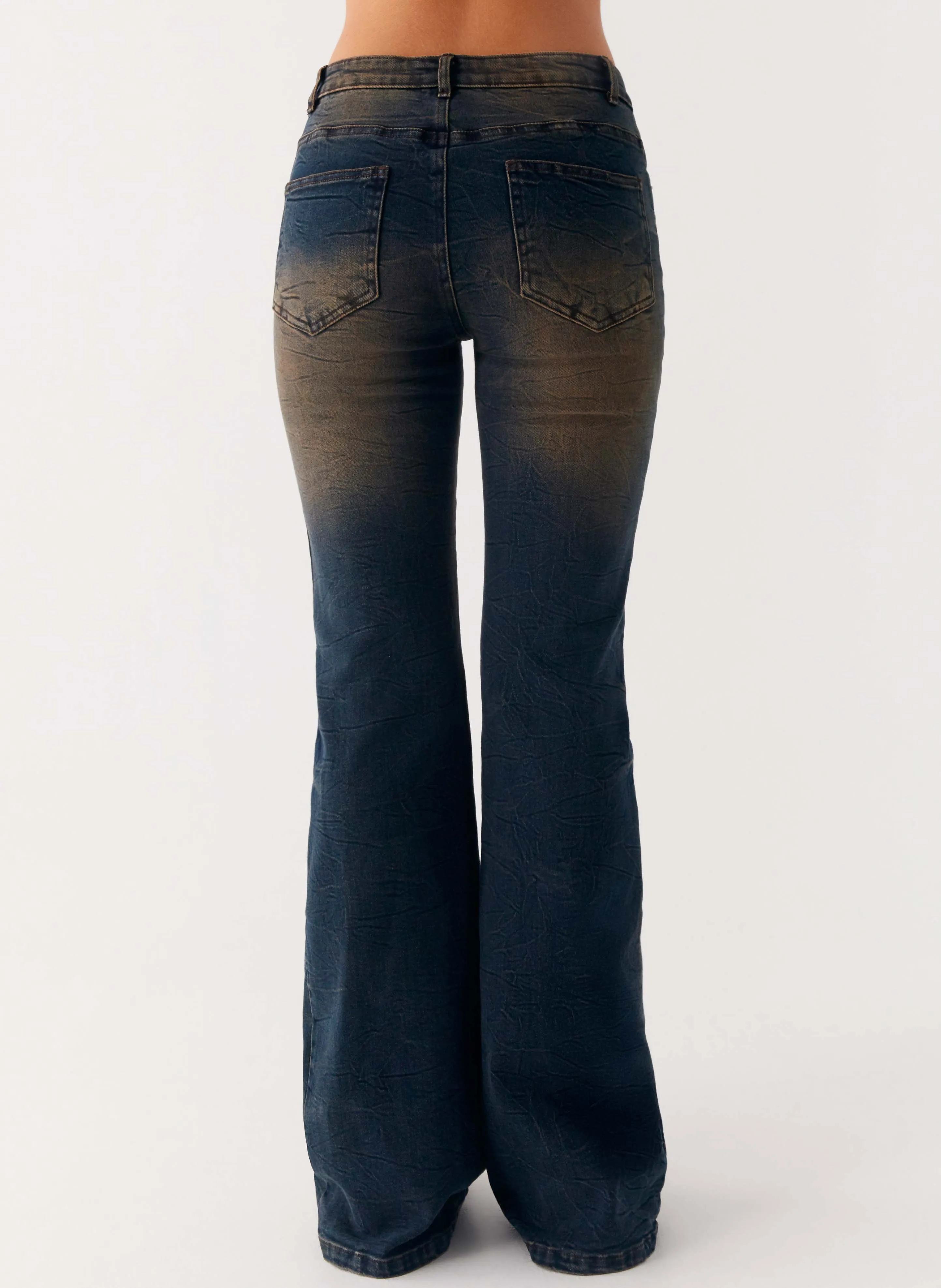 Oregon Flared Jeans - Dirty Black Wash High Durability