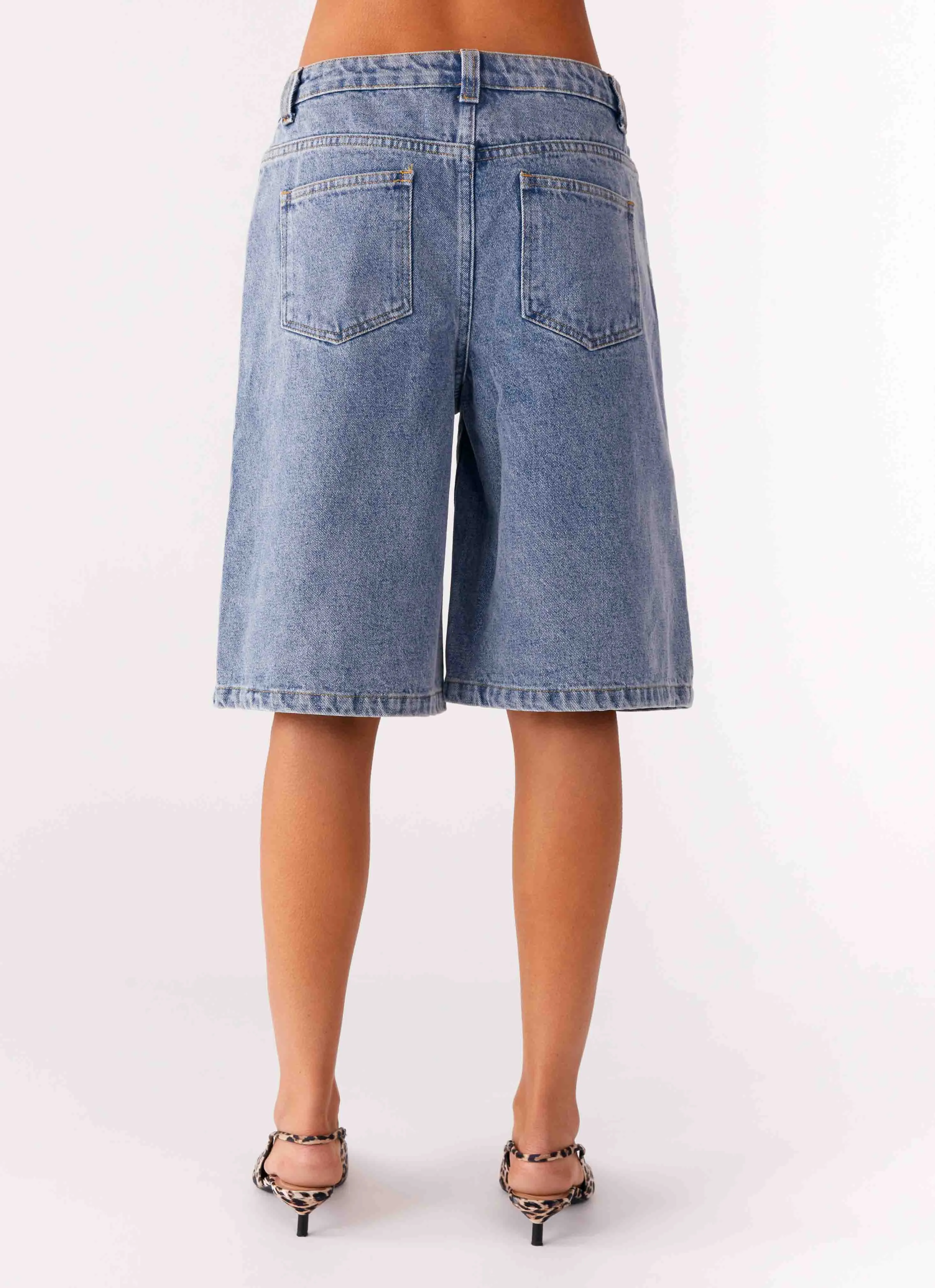 Orleans Denim Jorts - Blue Waterless Wash Technology Fashion Uniform