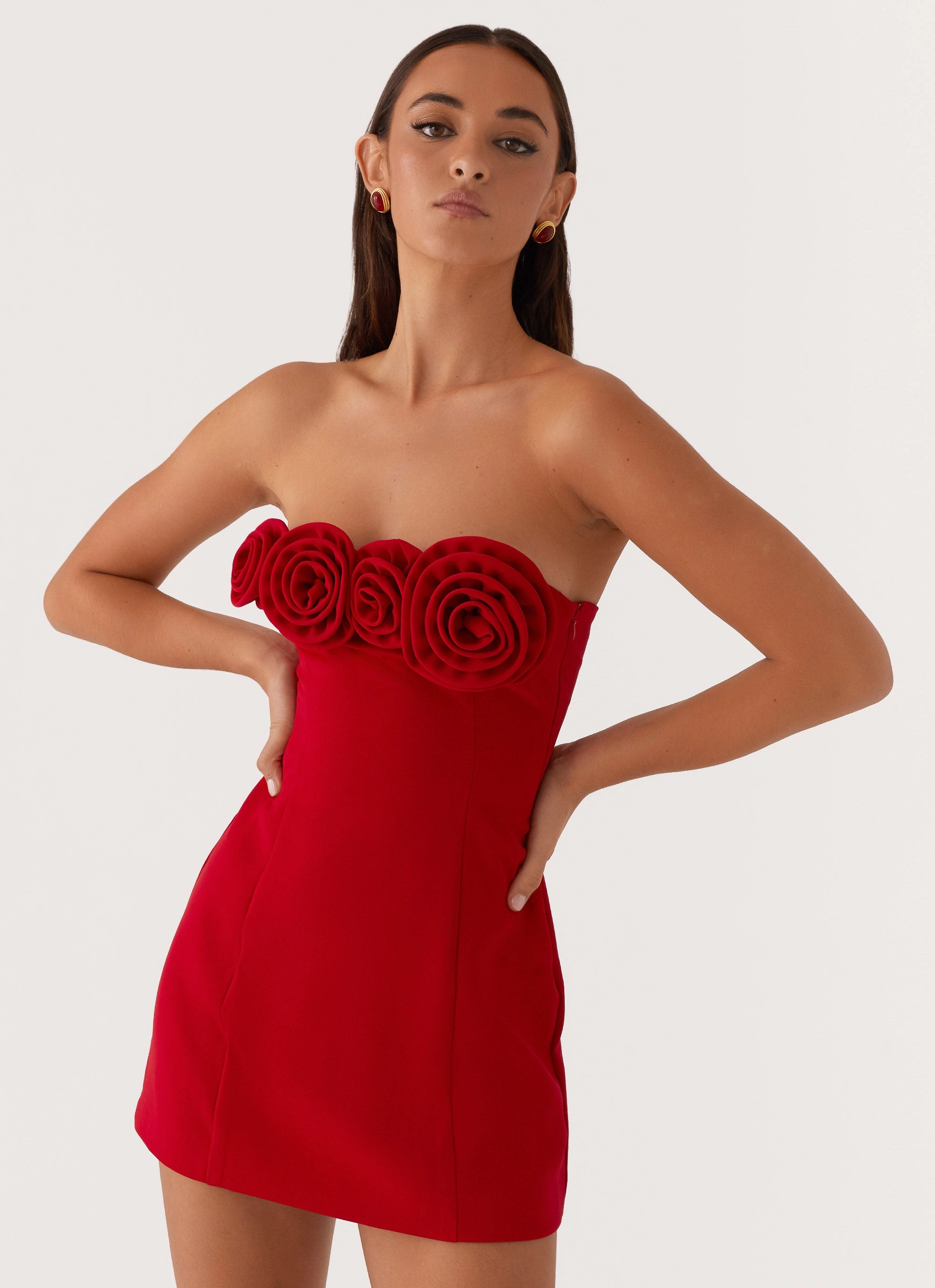 Soft Detail Patsie Strapless Mini Dress - Red