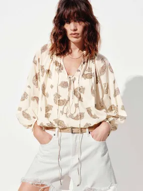 Odor Resistant Paisley Print Loose Blouse