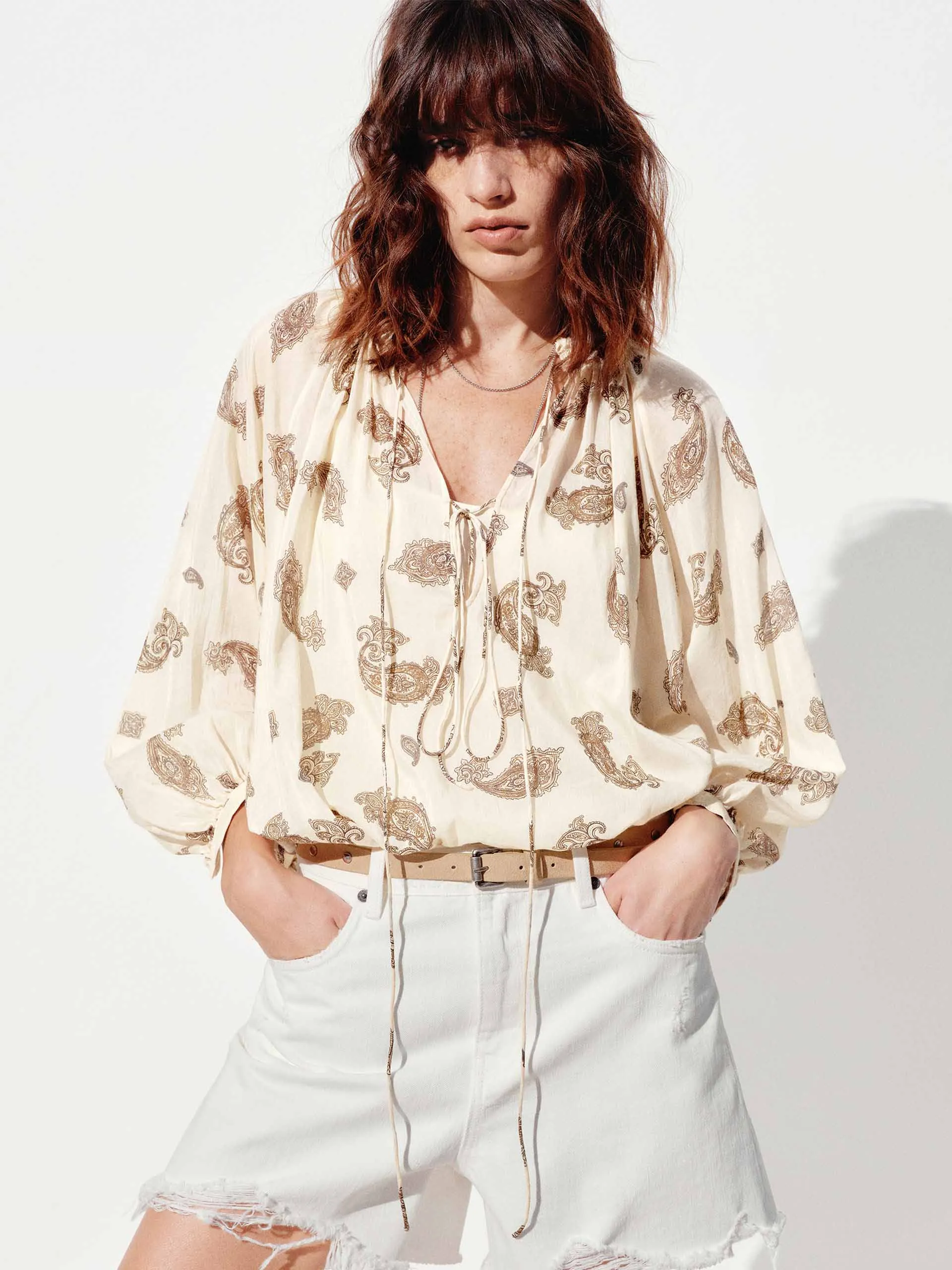 Odor Resistant Paisley Print Loose Blouse