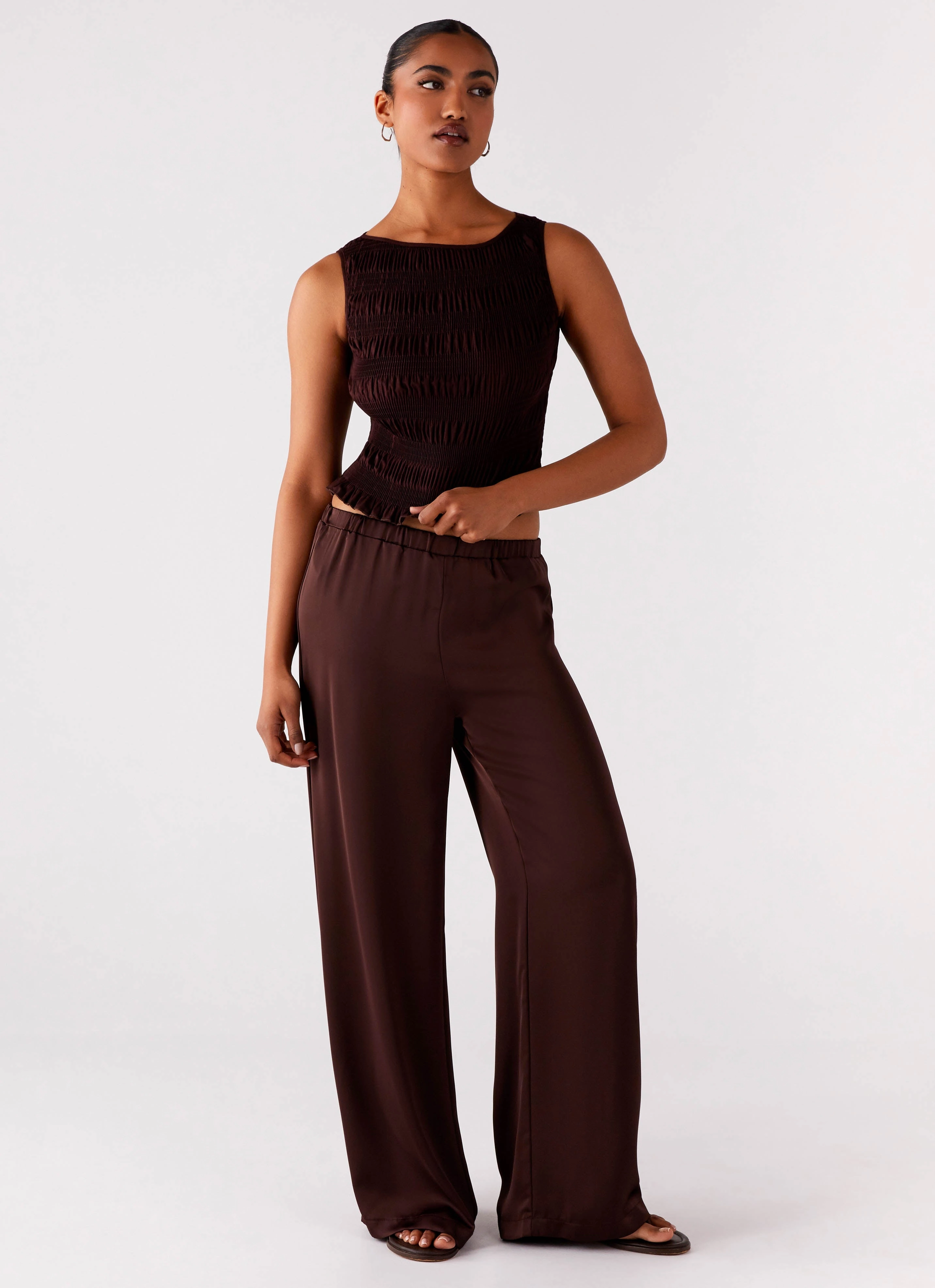 Palm Cove Satin Pants - Chocolate All Gender