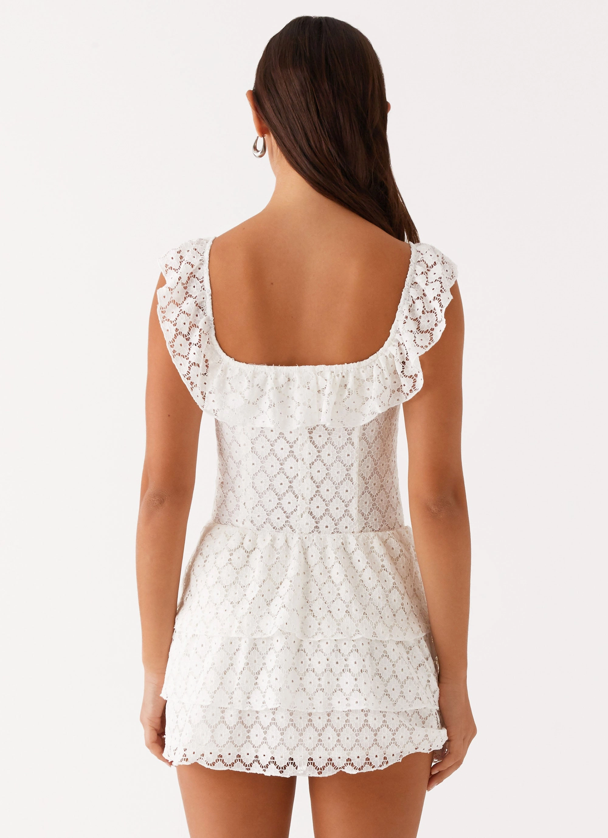 Paradise Dreams Corset Mini Dress - White Lace Detail