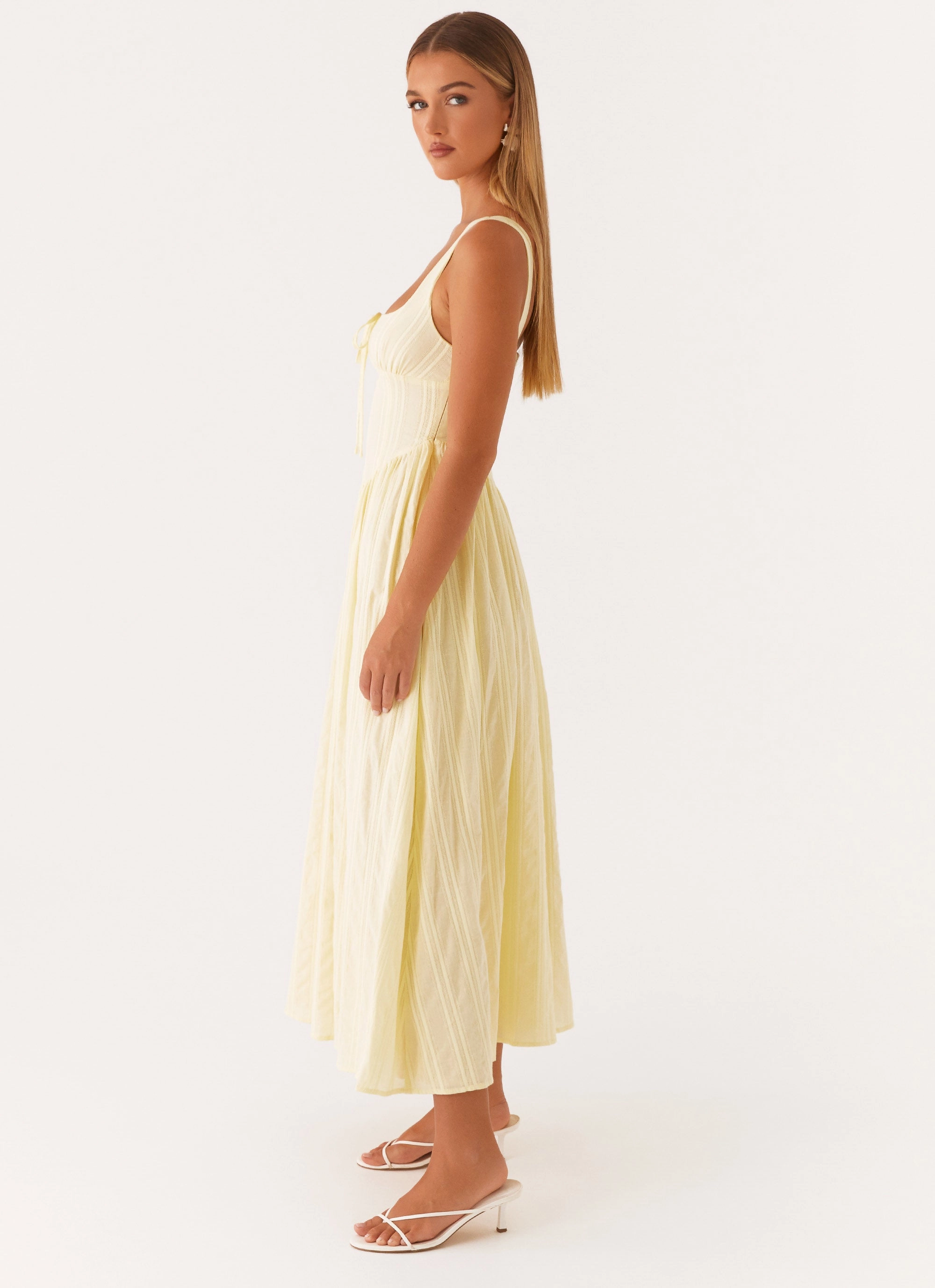 Pascuelle Midi Dress - Yellow Layered Wear Sophisticated Line