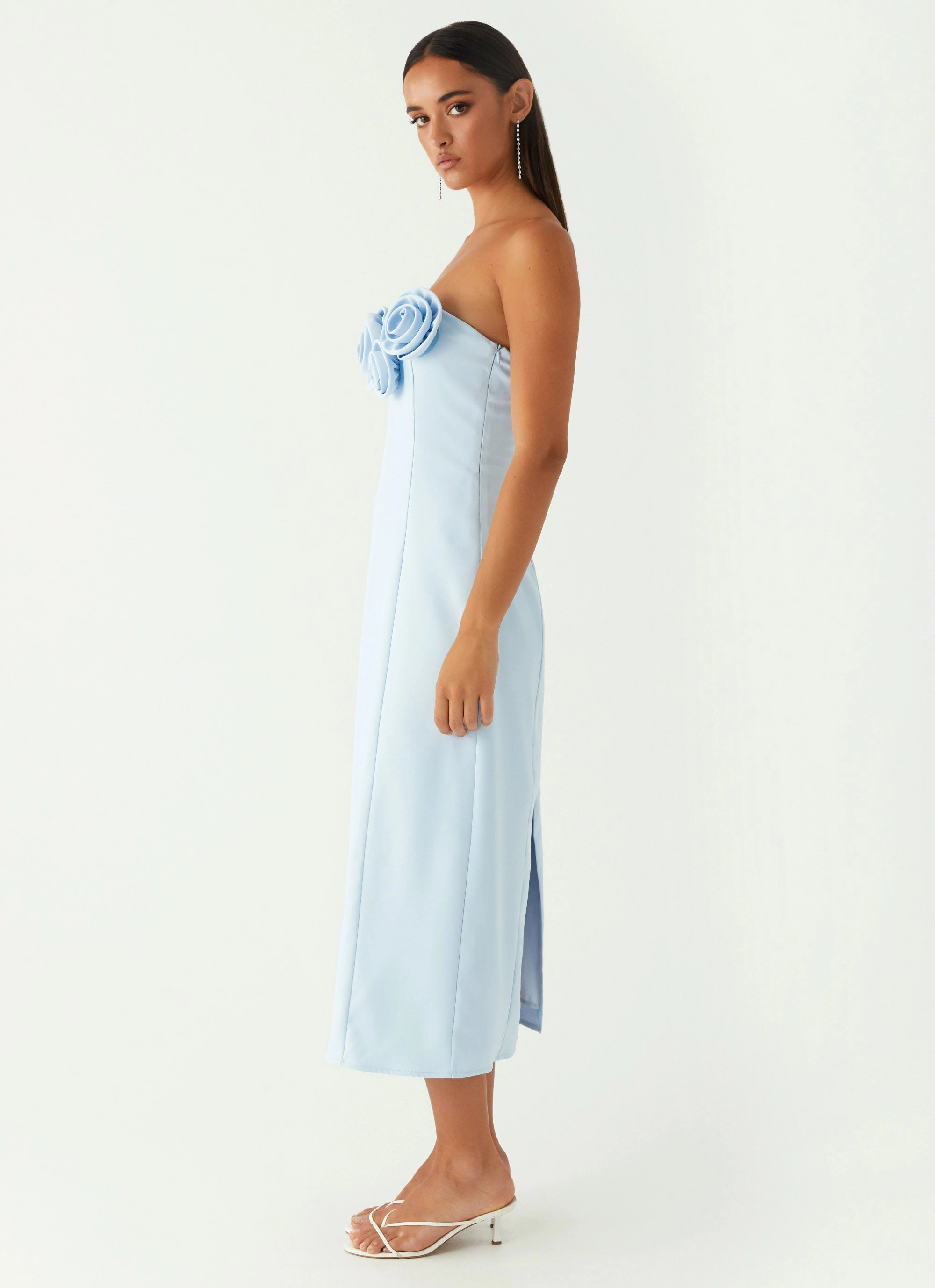 Patsie Strapless Midi Dress - Blue Simplistic Mood