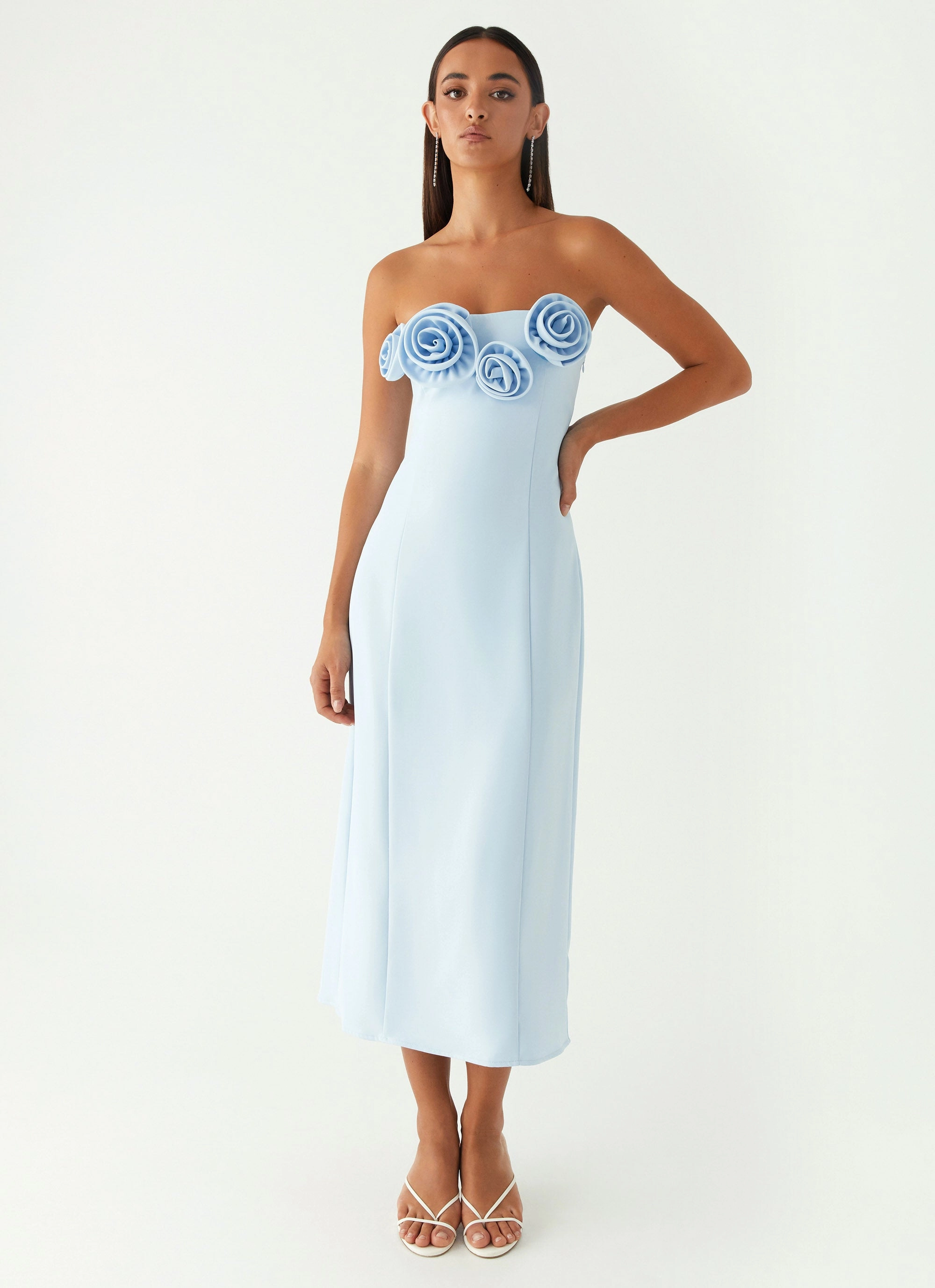 Patsie Strapless Midi Dress - Blue Warm Season Deep Hue