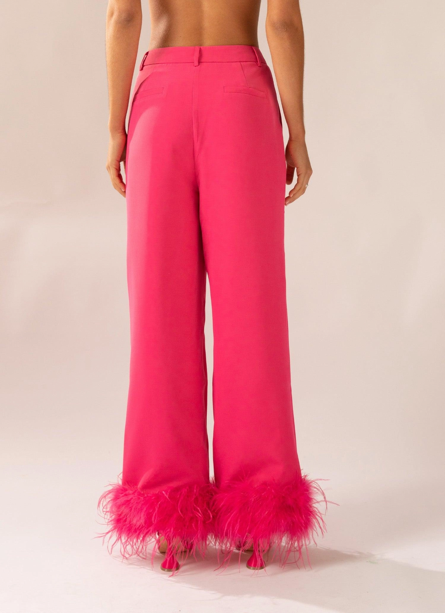 Flattering Design Shake It Off Feather Pants - Magenta