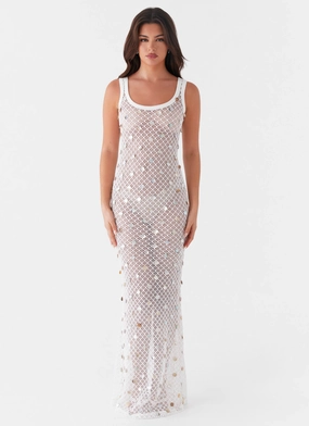 Soft-Lining Bold Movement Penida Shell Knit Maxi Dress - White