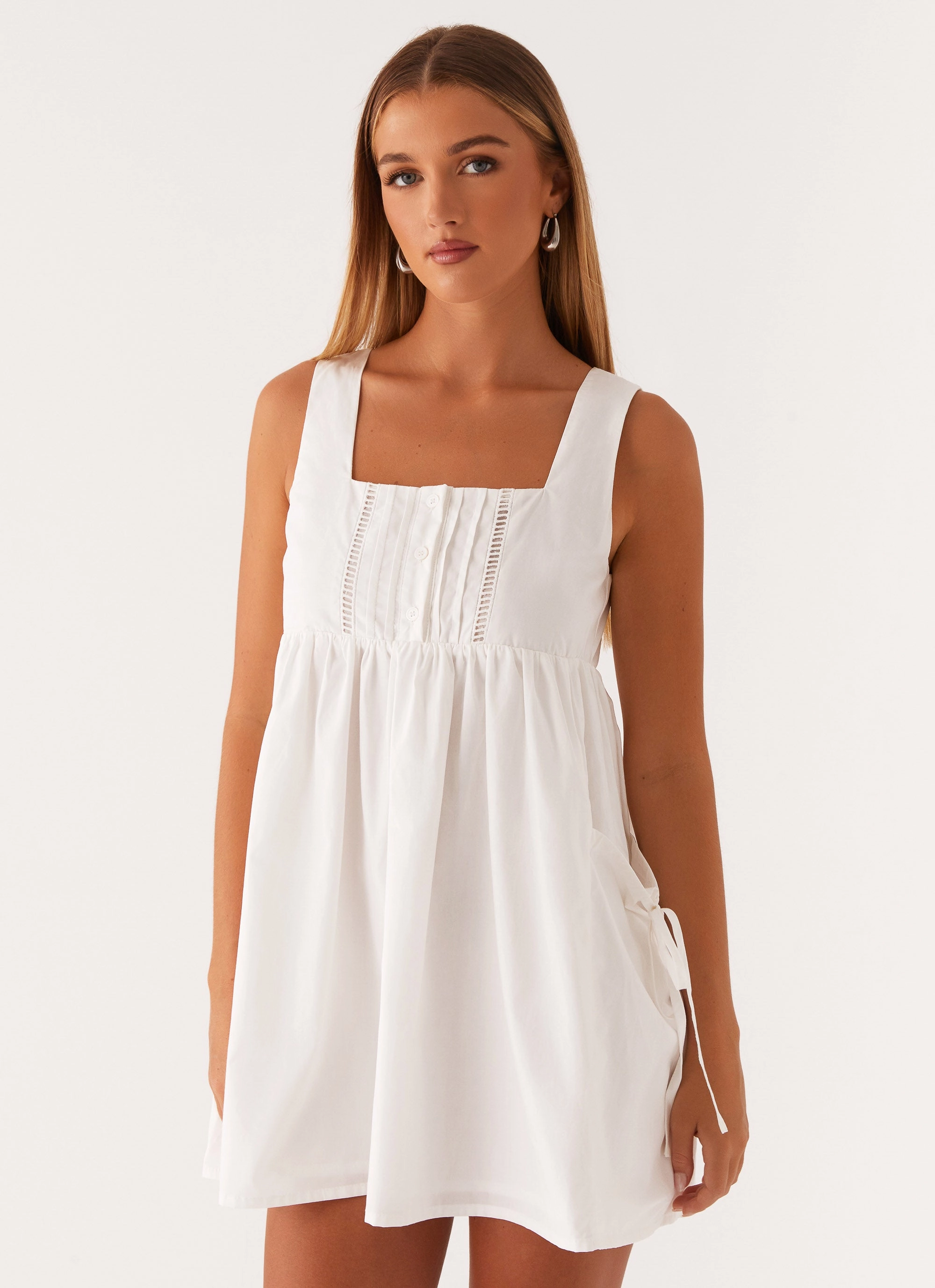 Ottoline Babydoll Mini Dress - White NonIrritatingLining