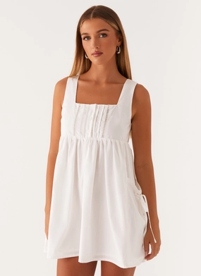 Ottoline Babydoll Mini Dress - White NonIrritatingLining