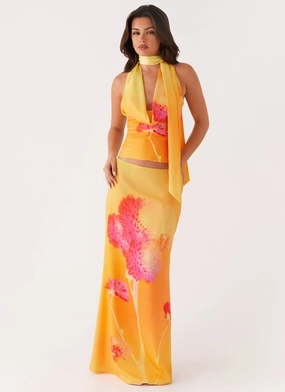 Statement Look Marrakesh Maxi Skirt - Orange Floral