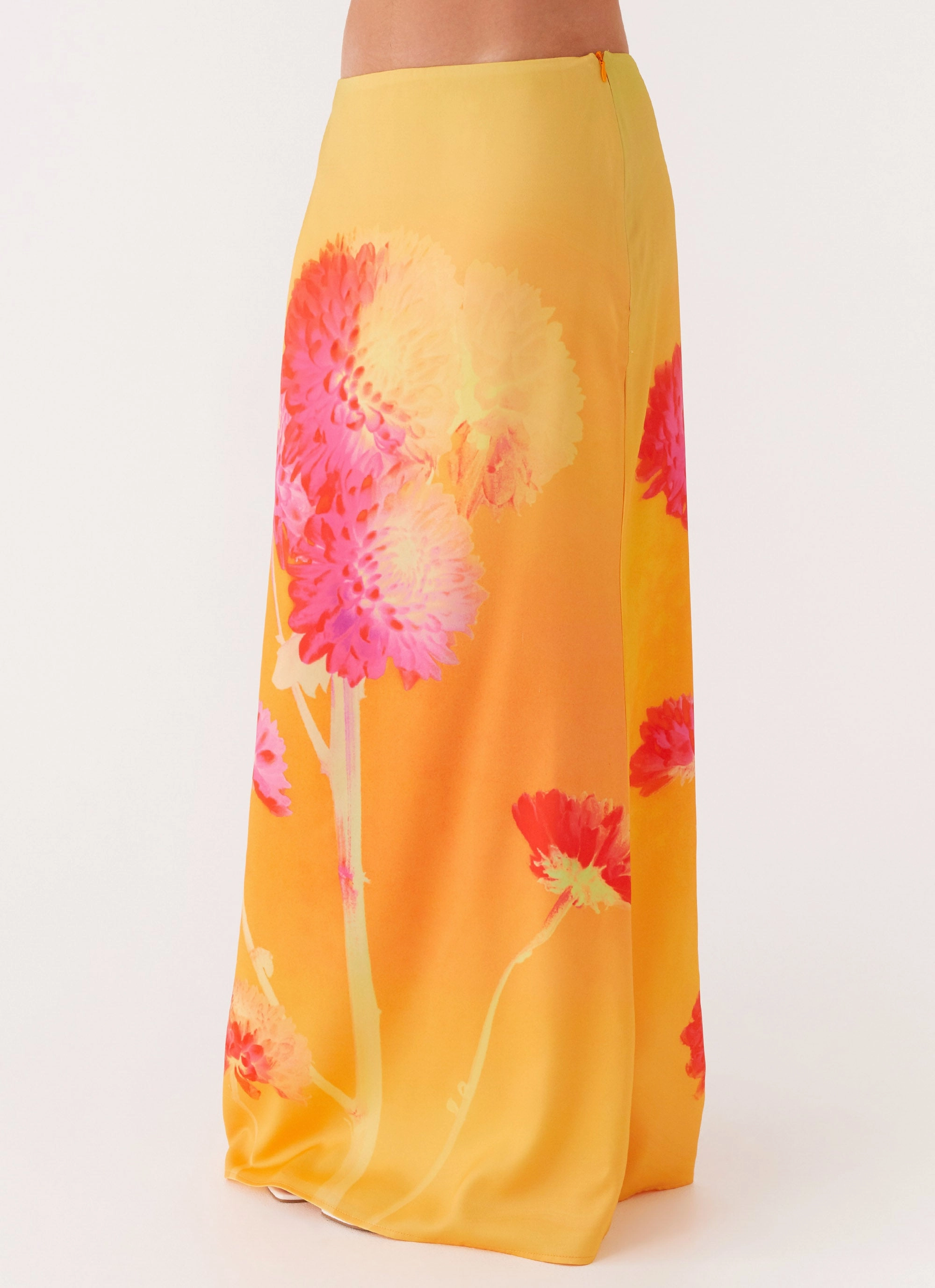 Front-Pocket Marrakesh Maxi Skirt - Orange Floral