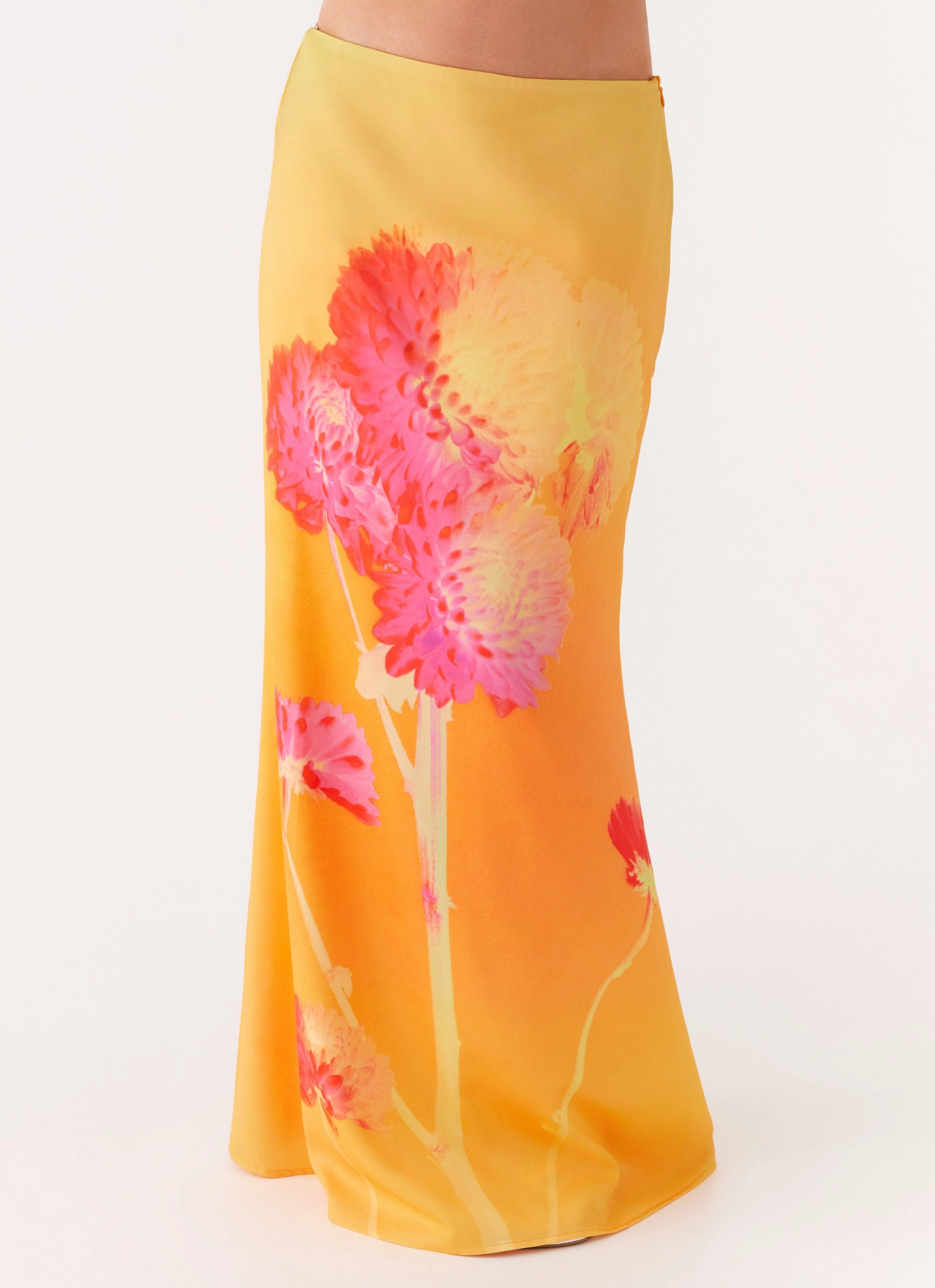 Marrakesh Maxi Skirt - Orange Floral Soft Neutral Edgy-Look
