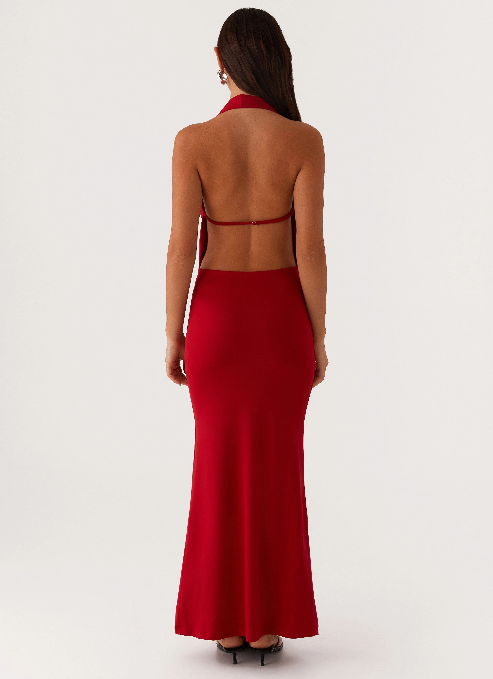 Dedicated Maxi Dress - Red Light Sheen Sophisticated Design