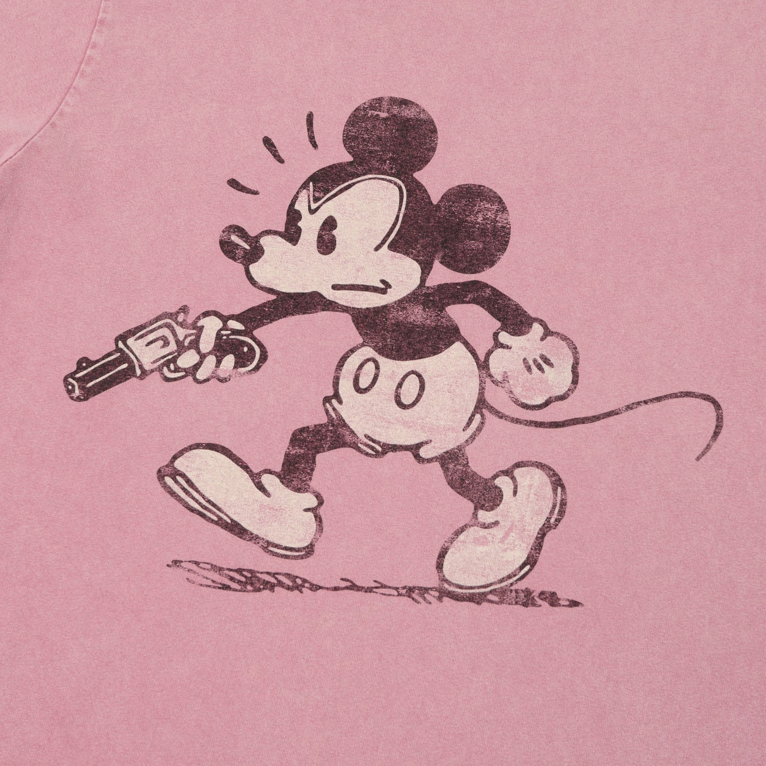 Flea-T 1950s 'Rebel Mickey' T-Shirt - Pink Easy and Relaxed Drop Shoulder Design