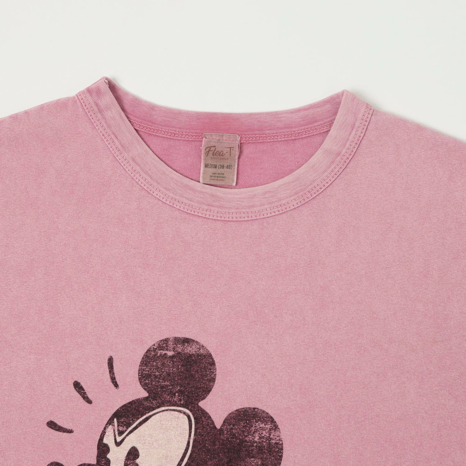 Sleek Design Collared Flea-T 1950s 'Rebel Mickey' T-Shirt - Pink