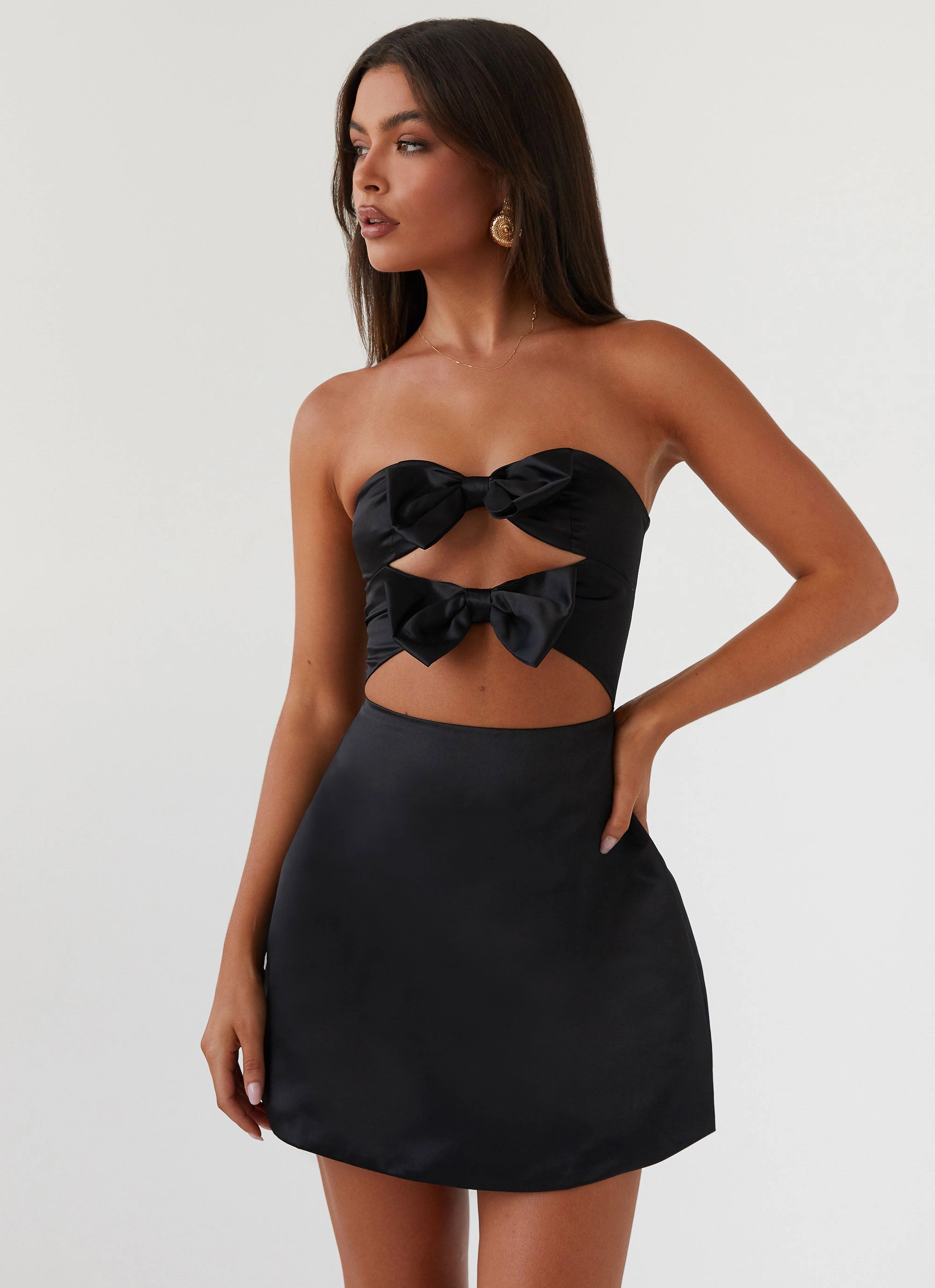 Girl Crush Bow Mini Dress - Black Edgy Look