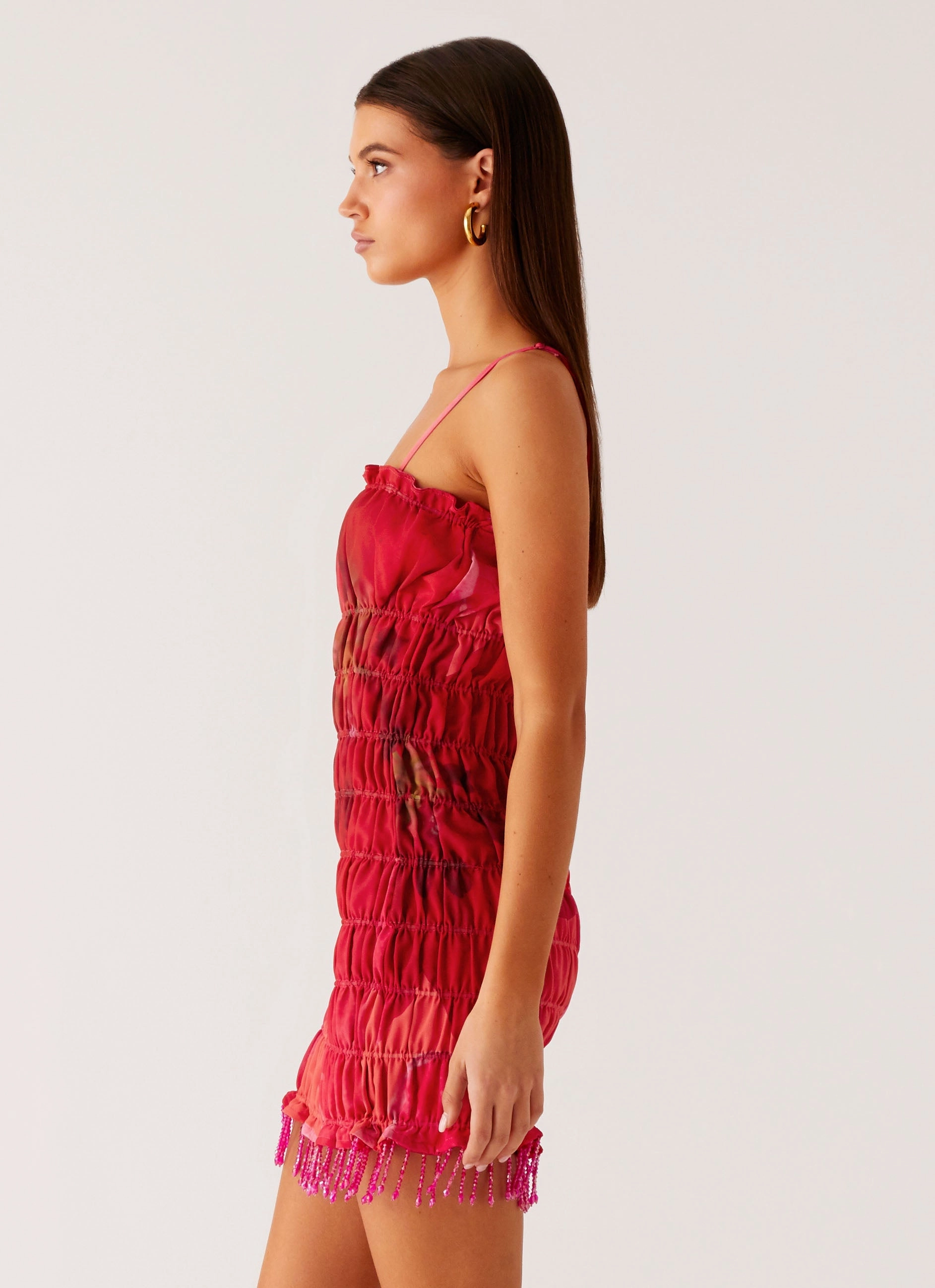 Refresh Me Chiffon Mini Dress - Peach Watermelon Flower Chic casual