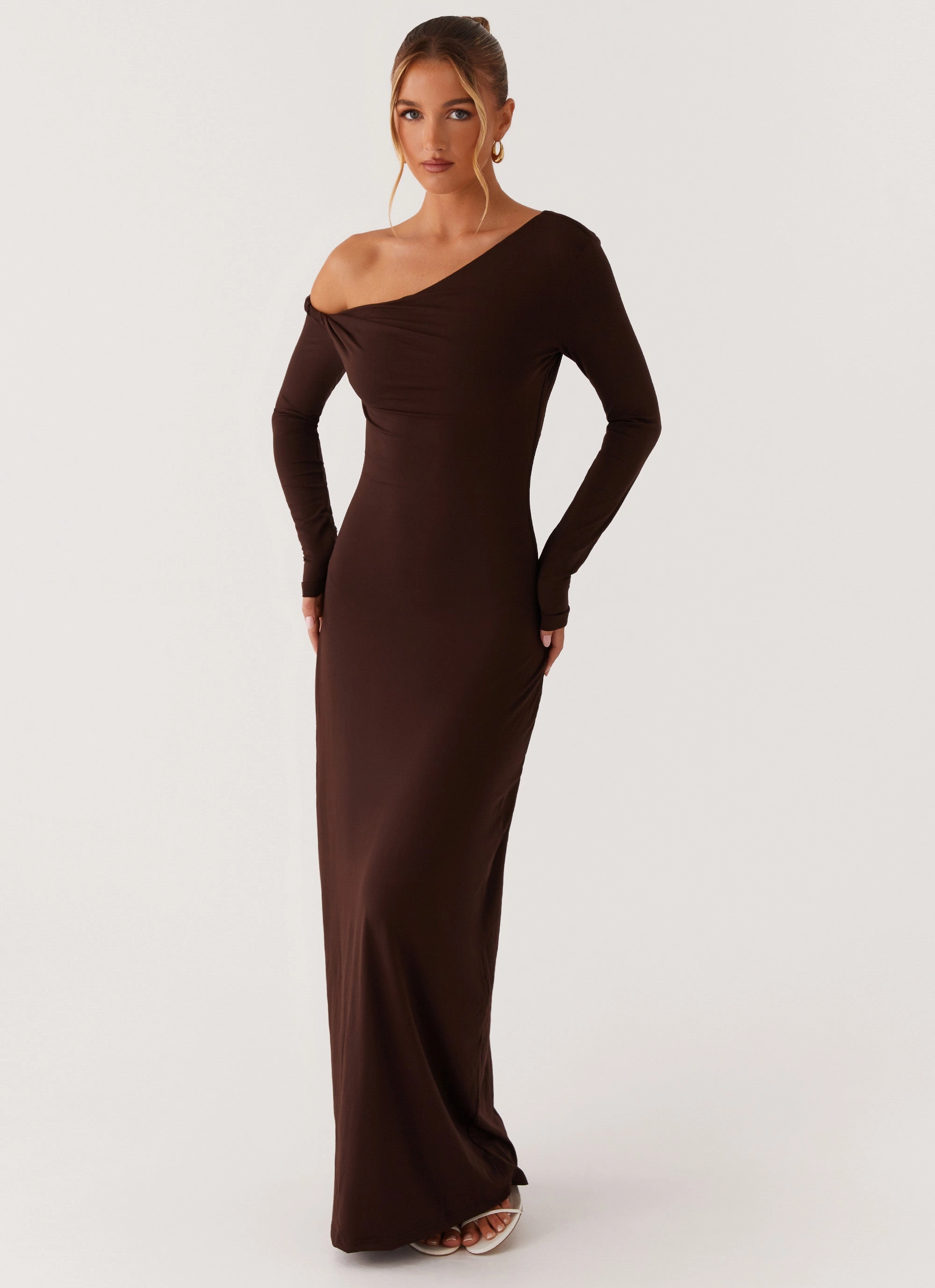 Jordana Twist Maxi Dress - Brown Chic Statement Perfect Design