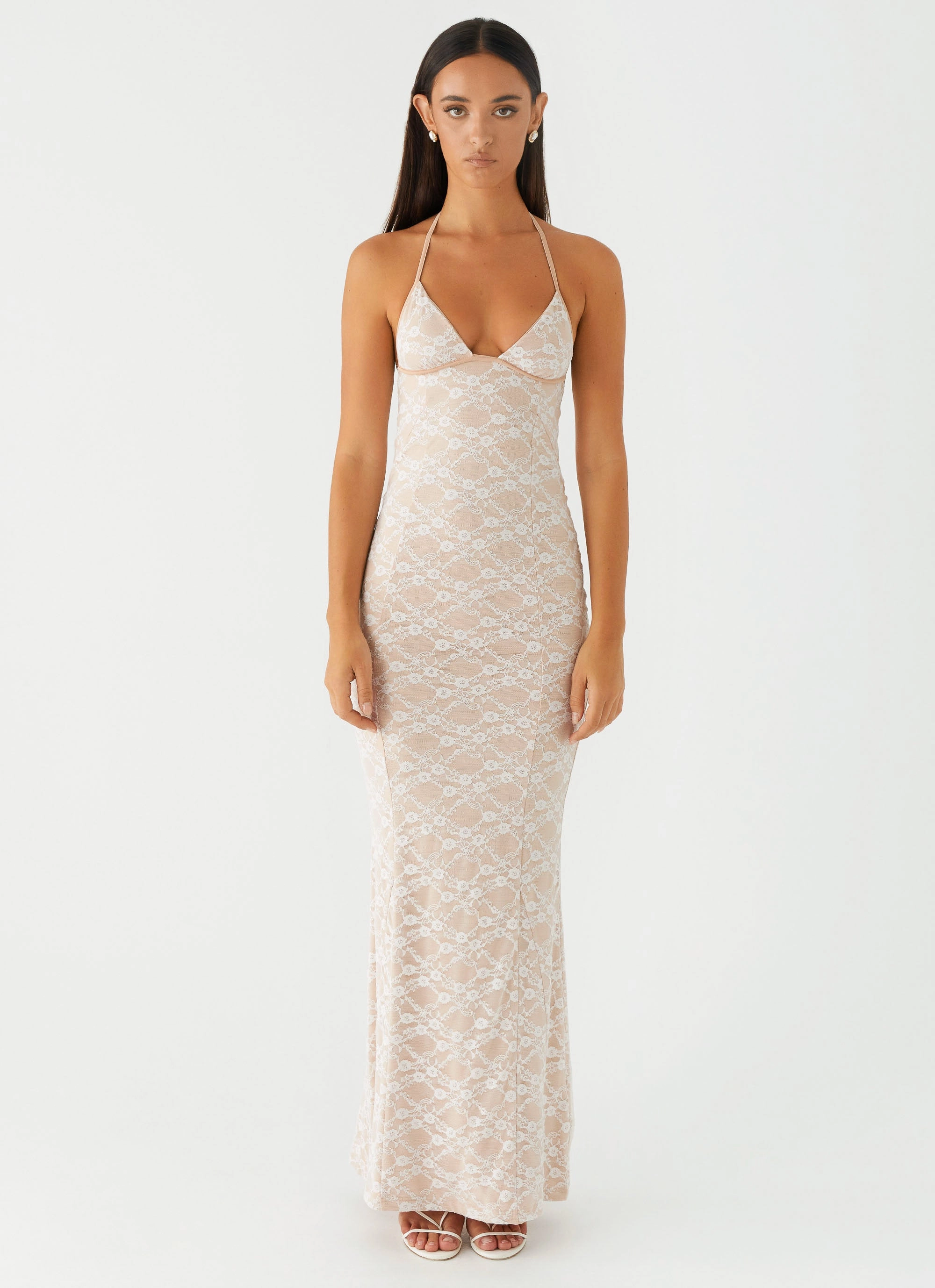 Built-In-Slip Jolina Lace Maxi Dress - White