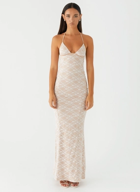 Built-In-Slip Jolina Lace Maxi Dress - White