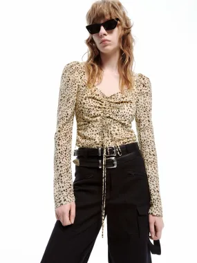 Sophisticated Style Pre Shrunk Cotton Blend Front Gathered Cropped Top