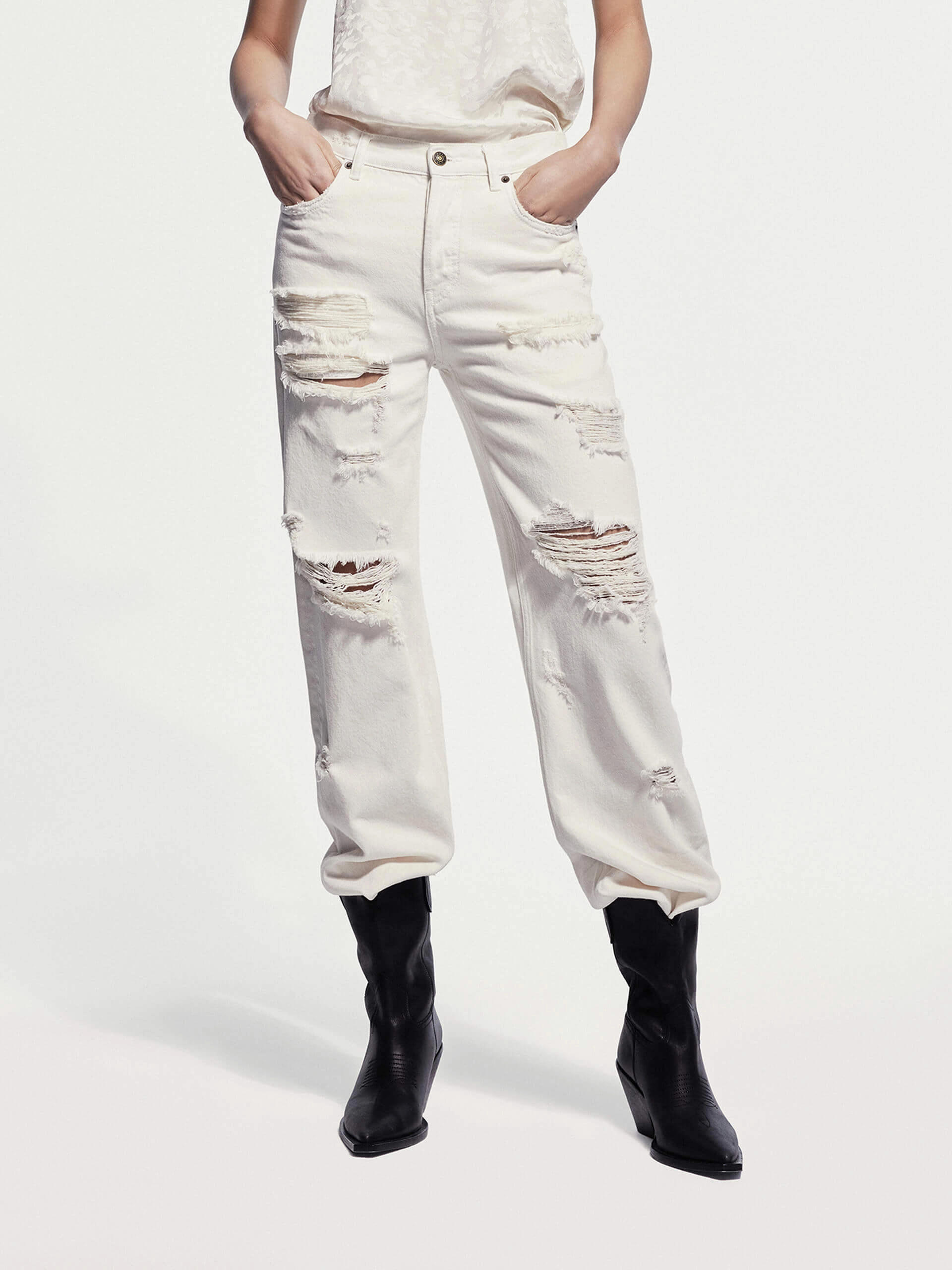 Destroyed Straight Leg Jeans Staple Piece