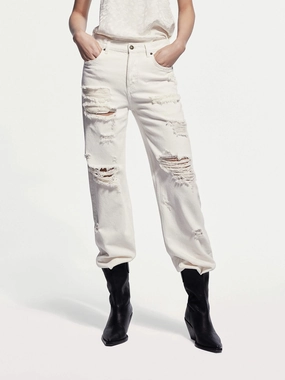 Destroyed Straight Leg Jeans Classic Wear Party Look Daily Mix