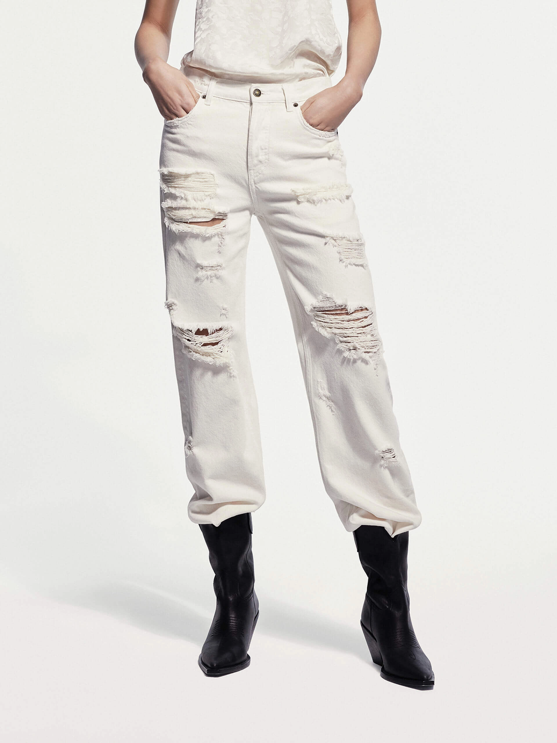 Destroyed Straight Leg Jeans Classic Wear Party Look Daily Mix