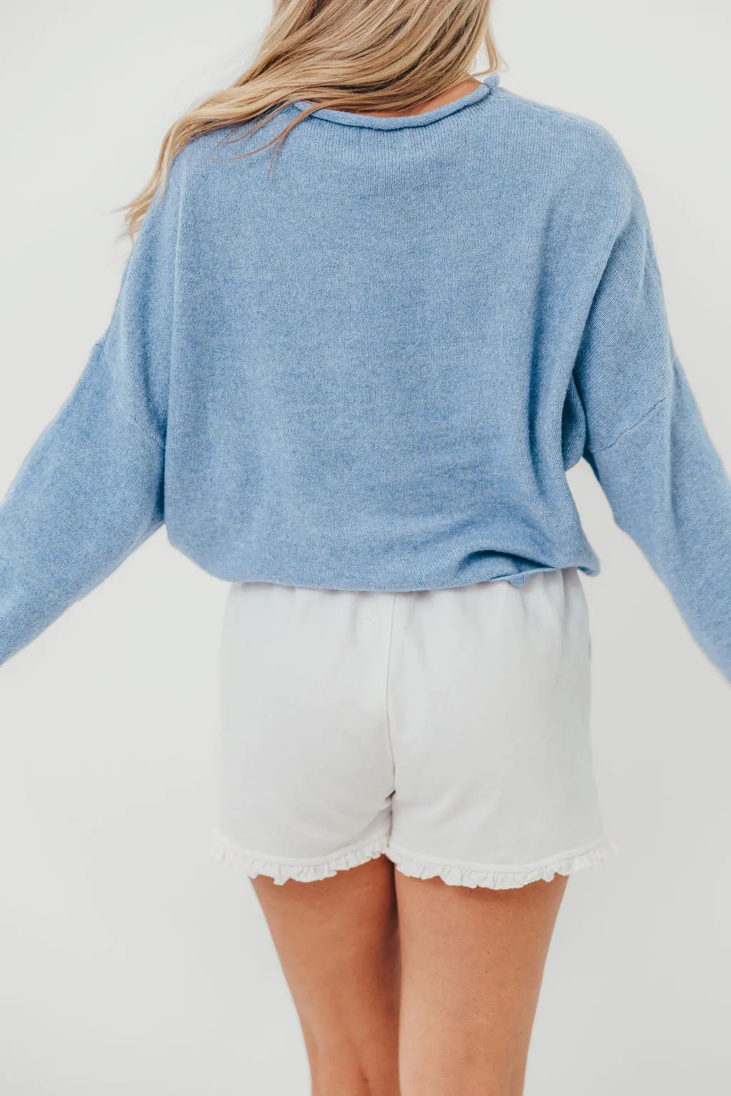 Piper Cardigan in Dusty Blue Tubular Knit Structure