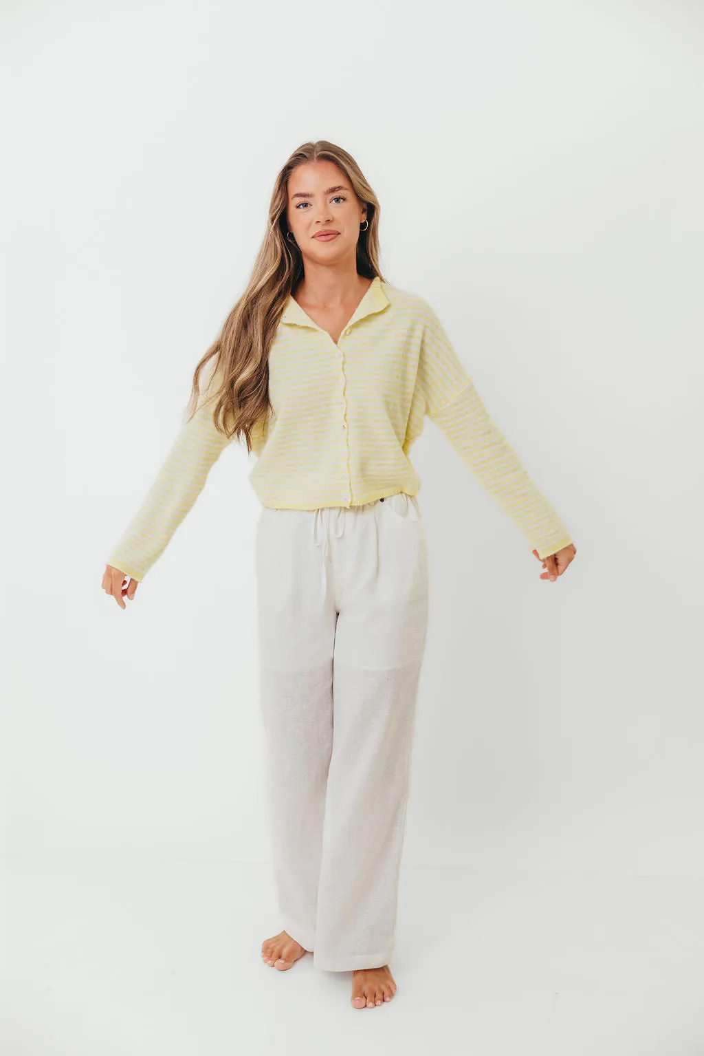 Piper Mini Stripes Cardigan in Butter Plush Inner Lining