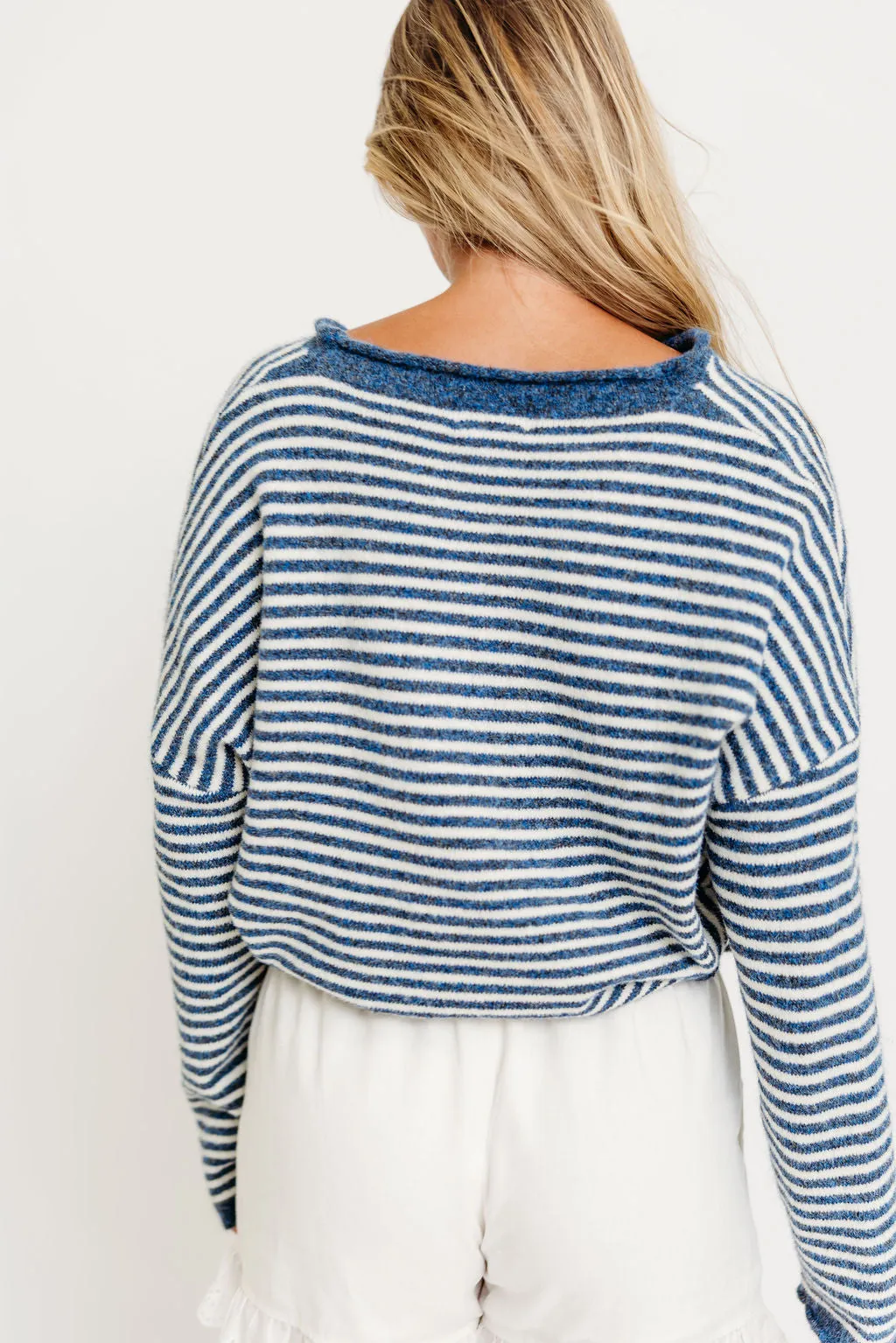 Timeless Basic Piper Mini Stripes Cardigan in Denim