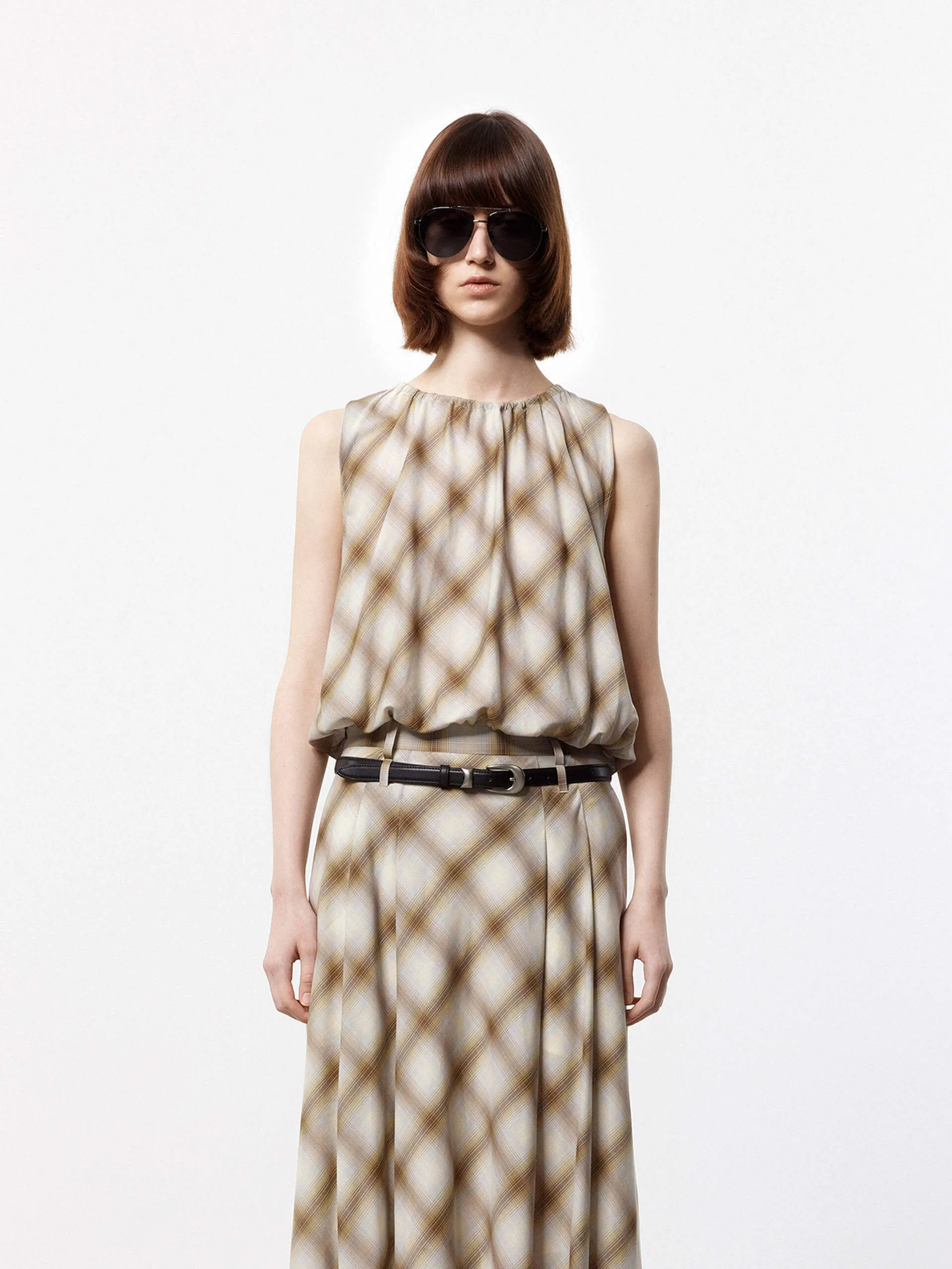 Plaid Sleeveless Top Bold Hue