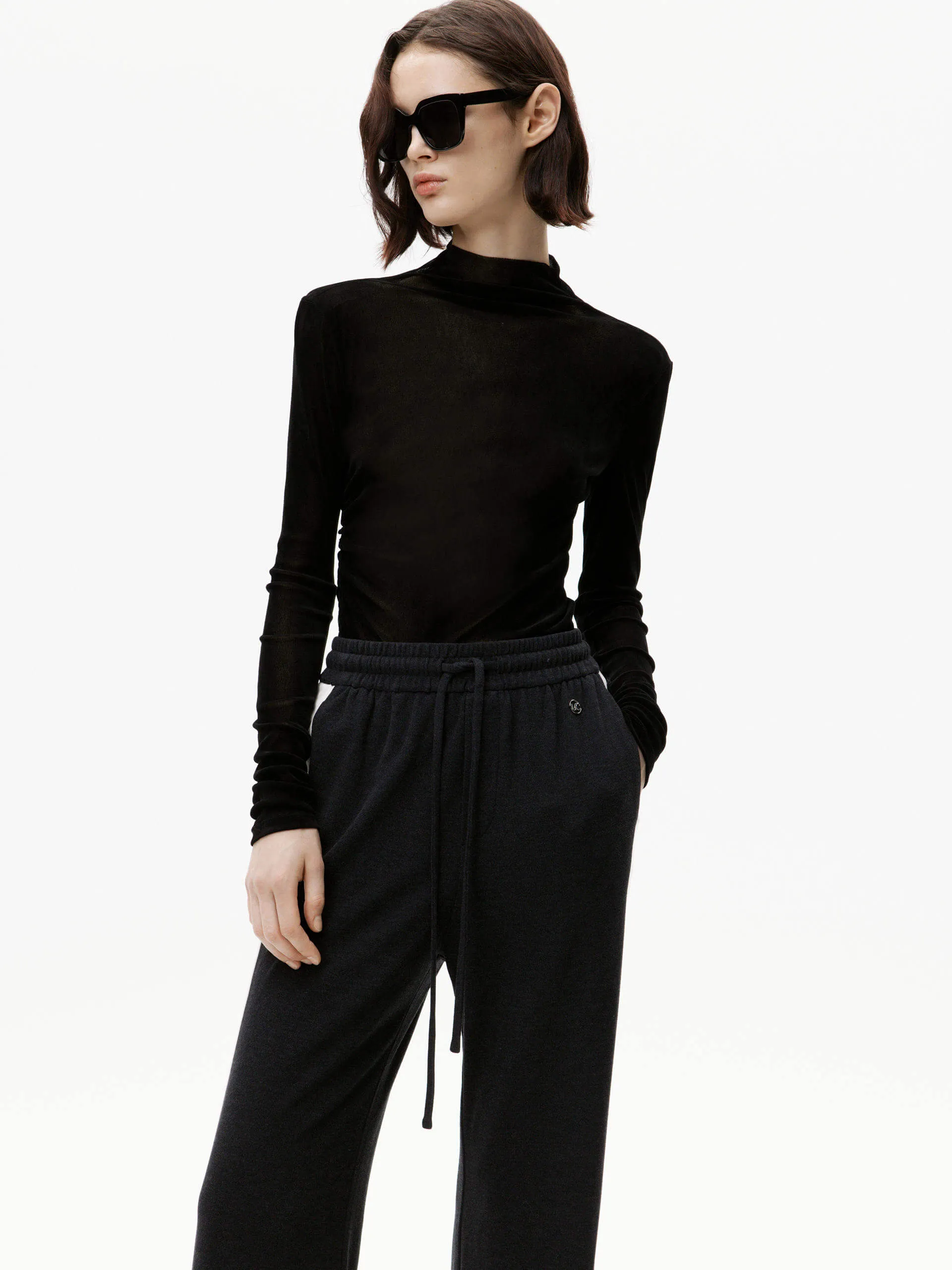 Pleated Detail Turtleneck Top Edgy Fashion Winter Collection