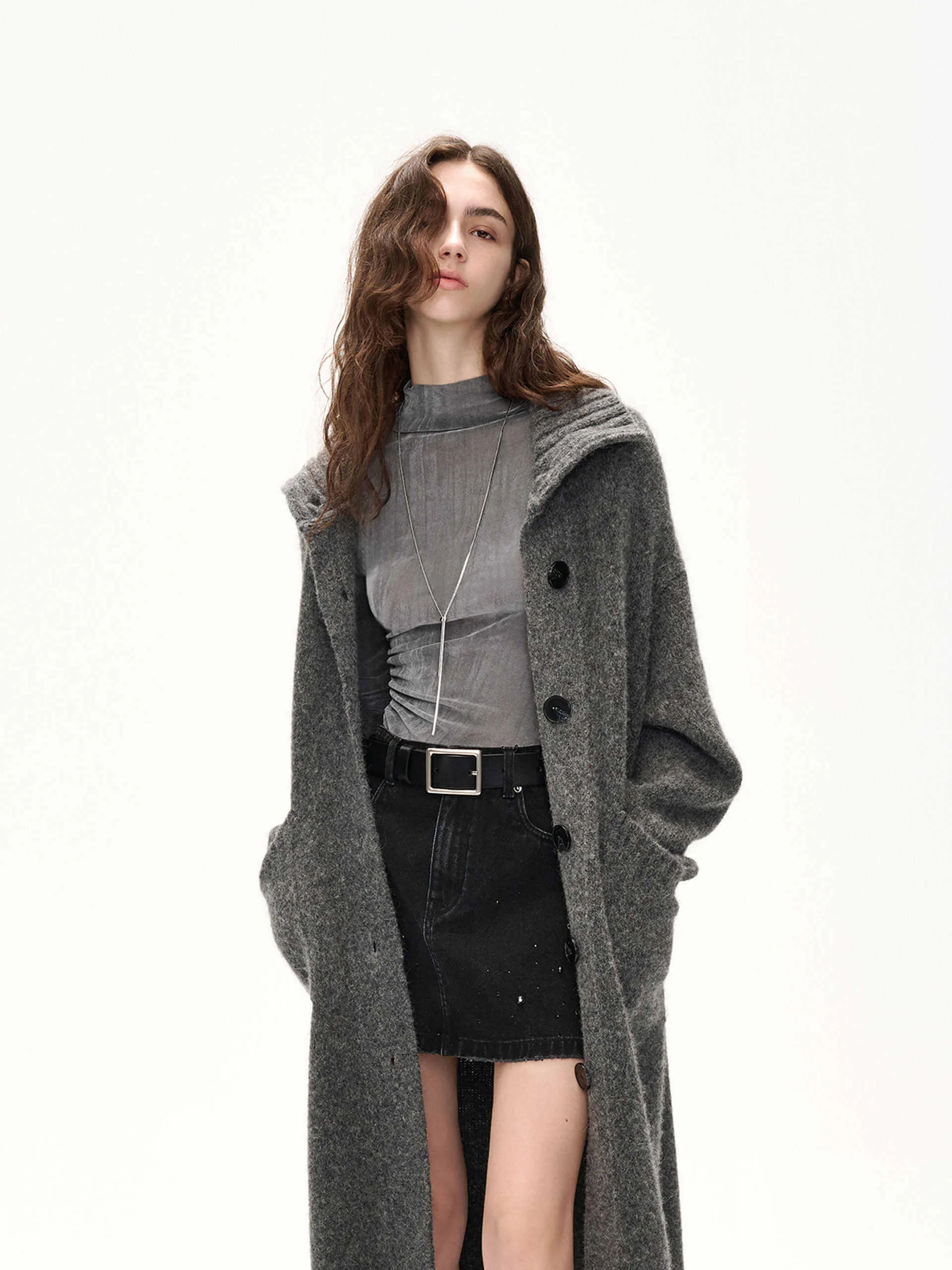 Printed design Pleated Detail Turtleneck Top