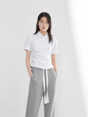Weekend Vibes Oversized style Pleated Slanted Placket Top