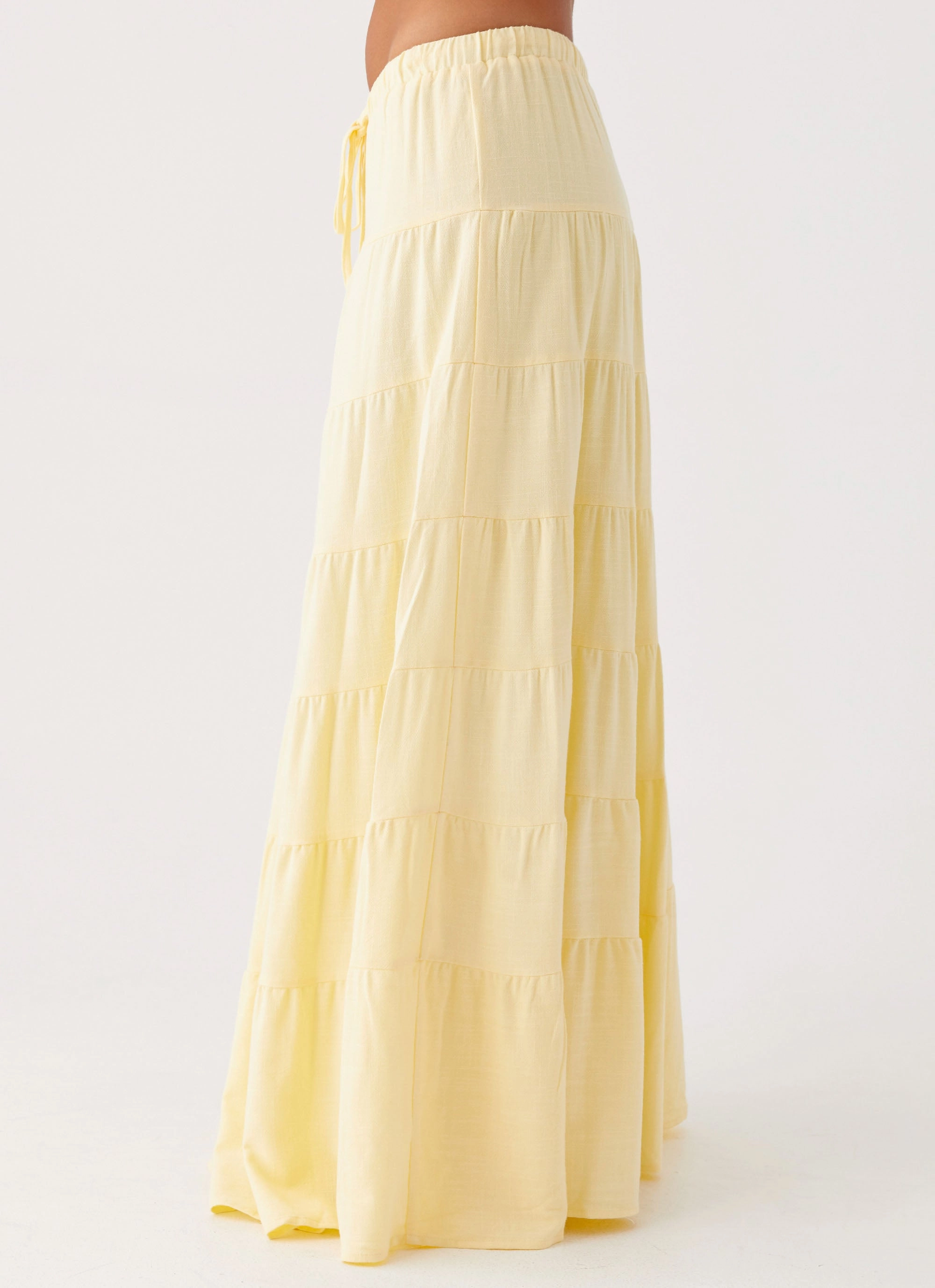 Dual Tones Mariella Linen Maxi Skirt - Yellow