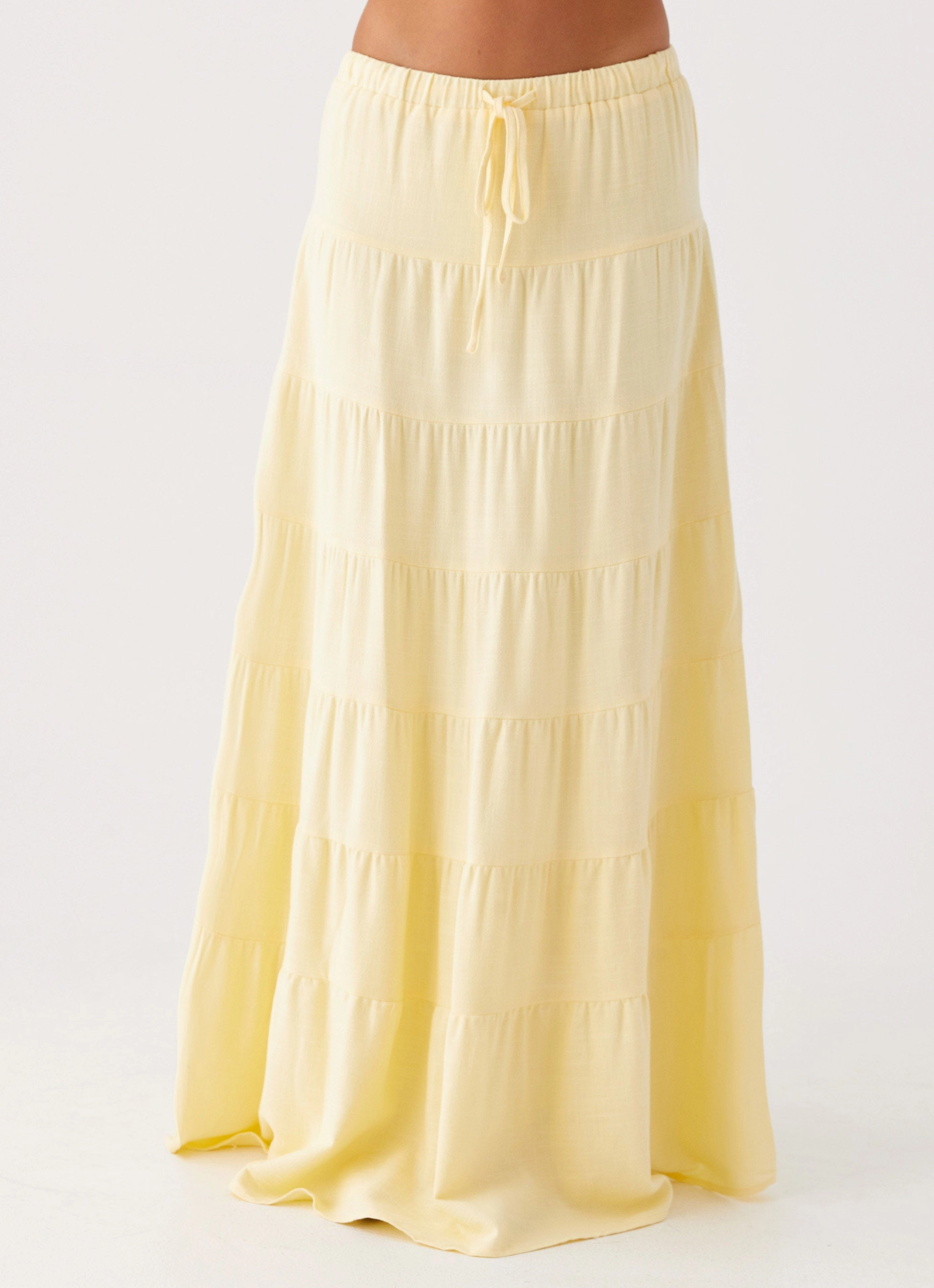 Mariella Linen Maxi Skirt - Yellow FlexibleClosure Fluid Shape