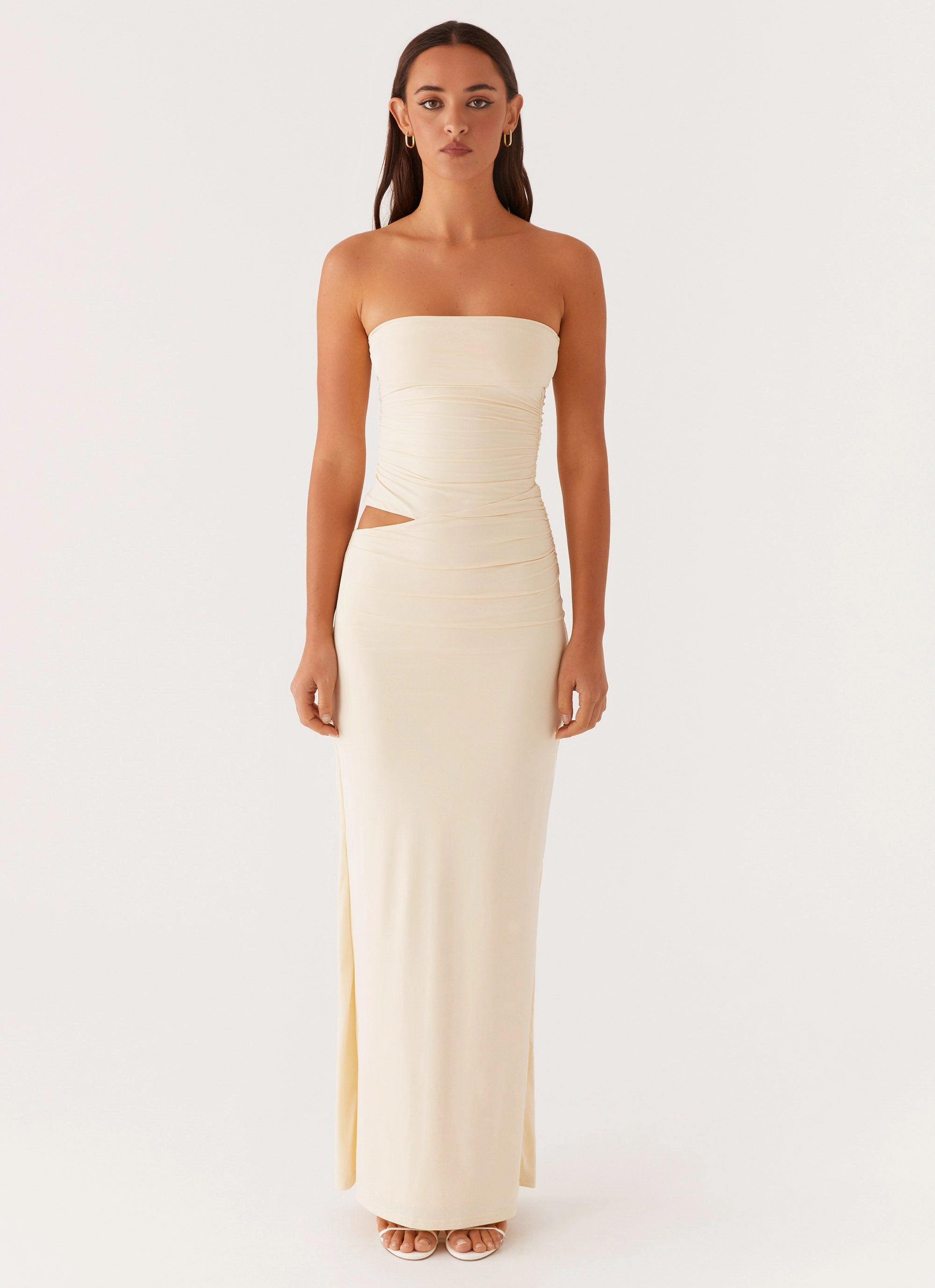 Romee Strapless Maxi Dress - Pastel Yellow Subtle Comfort Studio Style