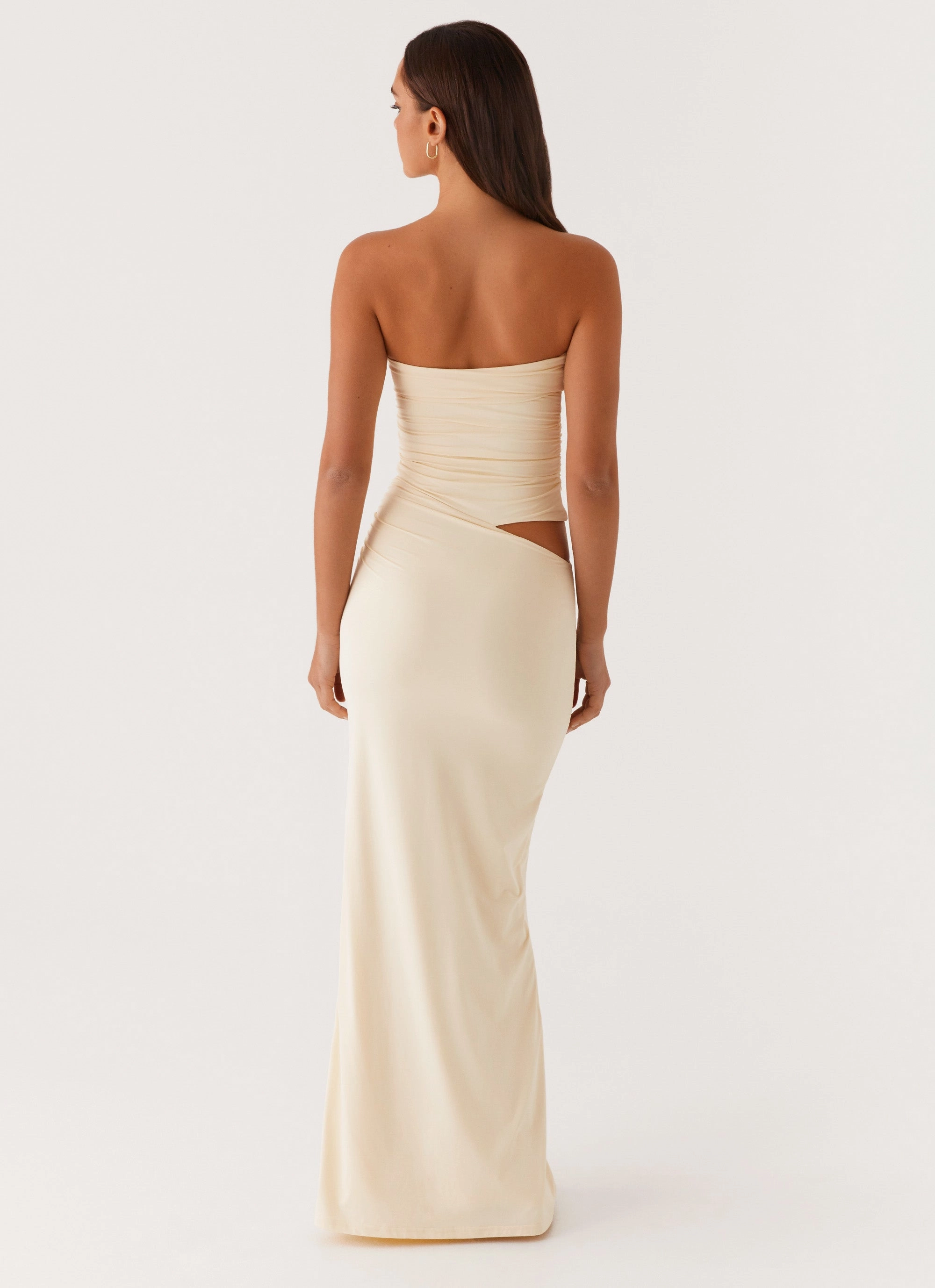 Stud-Detail Romee Strapless Maxi Dress - Pastel Yellow